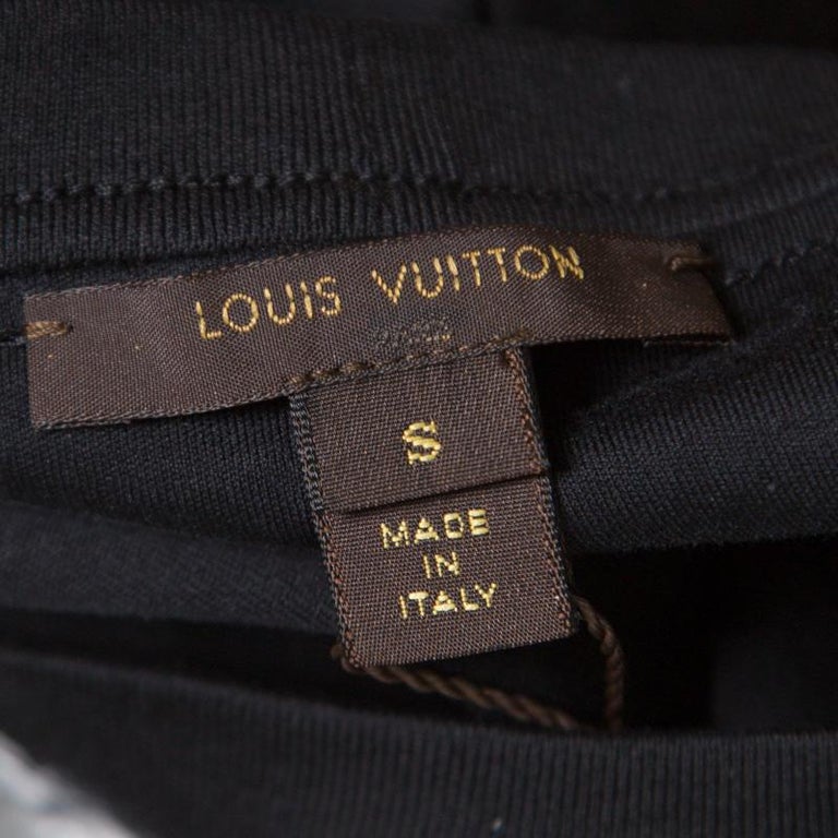 Louis Vuitton Monochrome Floral Printed Silk Front Crew Neck T-Shirt S ...