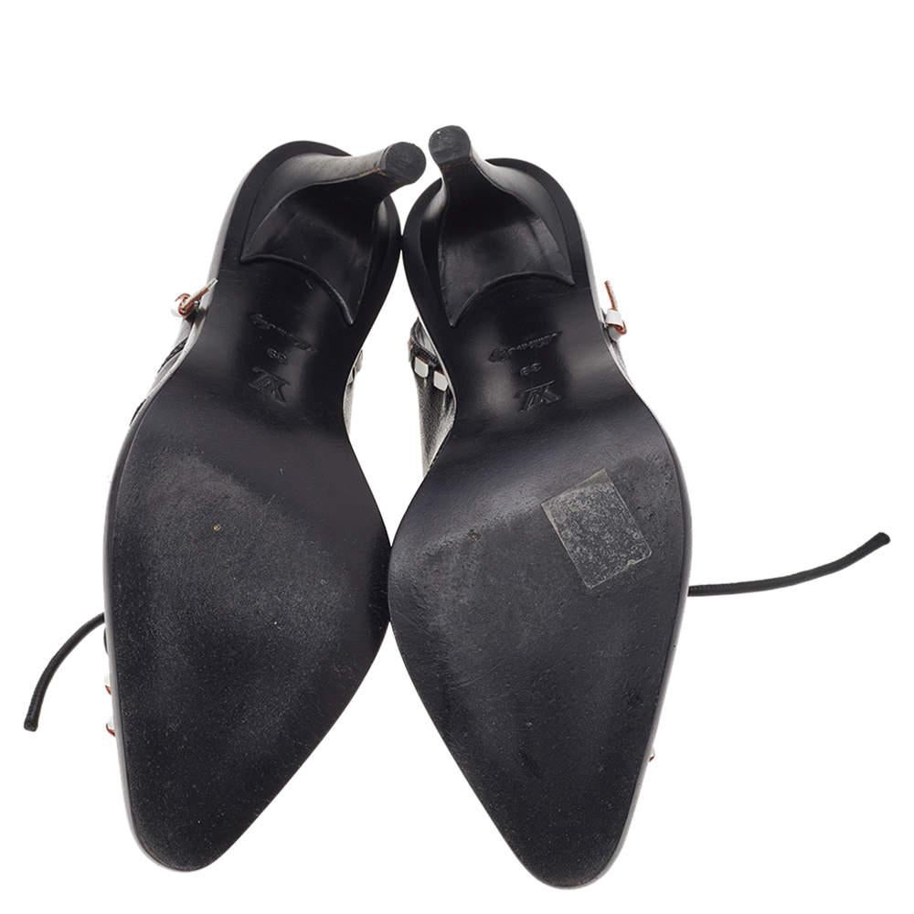 Louis Vuitton Monochrome Leather Manga Lace Up Slingback Booties Size 39 For Sale 2