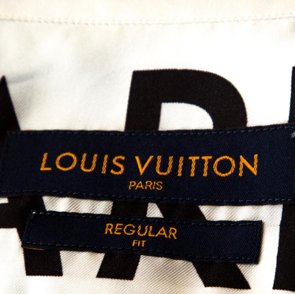 Gray Louis Vuitton Monochrome Logo Print Silk Regular Fit Shirt 4XL