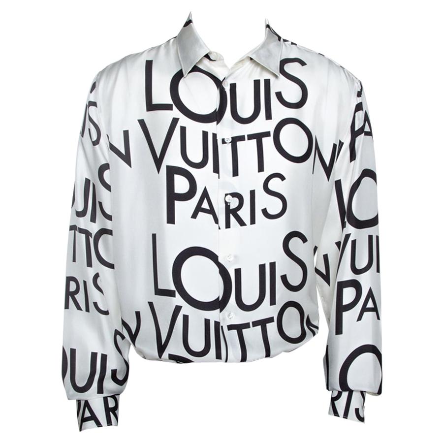 Louis Vuitton Monochrome Logo Print Silk Regular Fit Shirt 4XL at 1stDibs