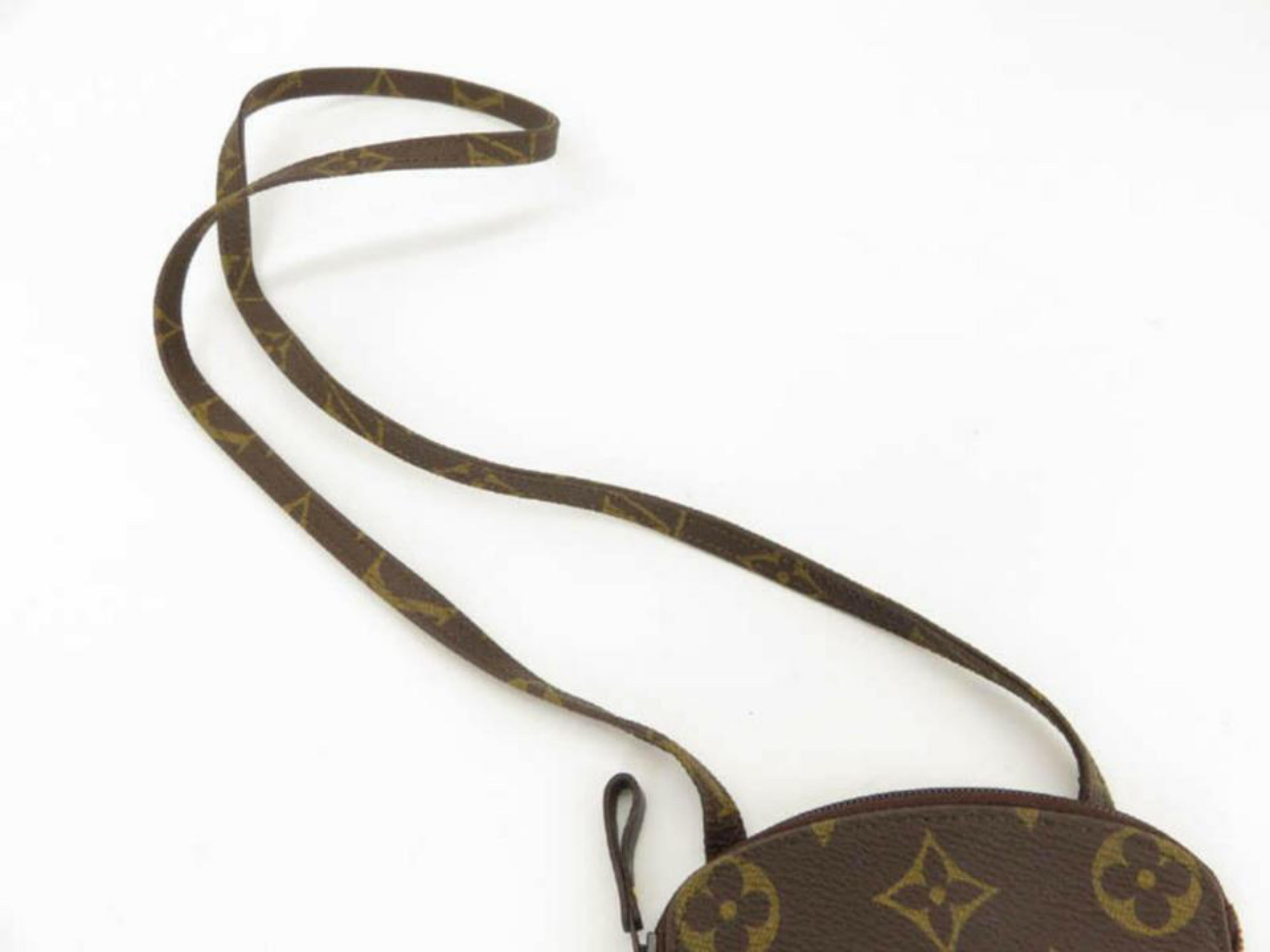 Louis Vuitton Monogam Secret Pouch 870008 Brown Coated Canvas Shoulder Bag For Sale 1