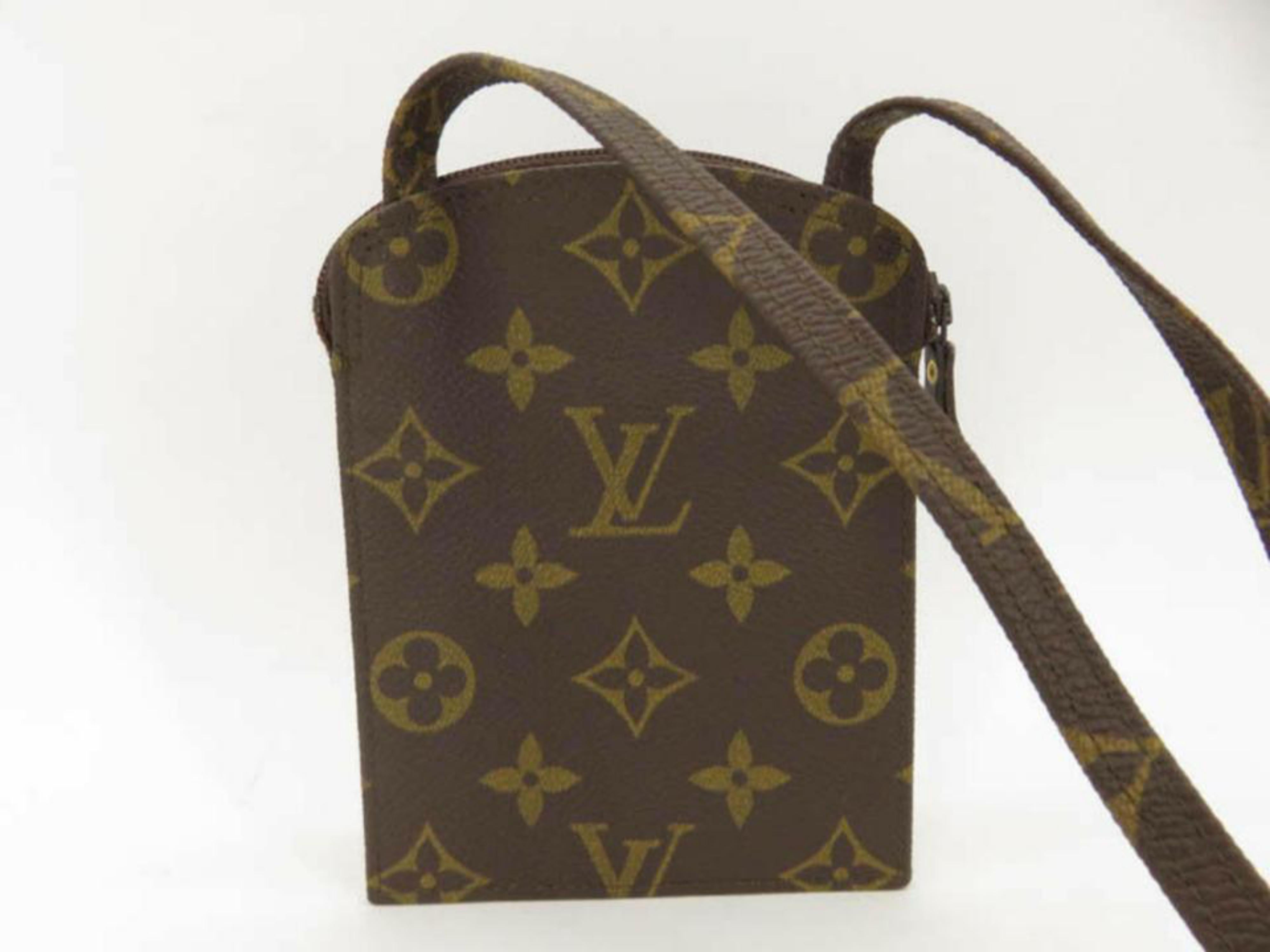 Louis Vuitton Monogam Secret Pouch 870008 Brown Coated Canvas Shoulder Bag For Sale 3