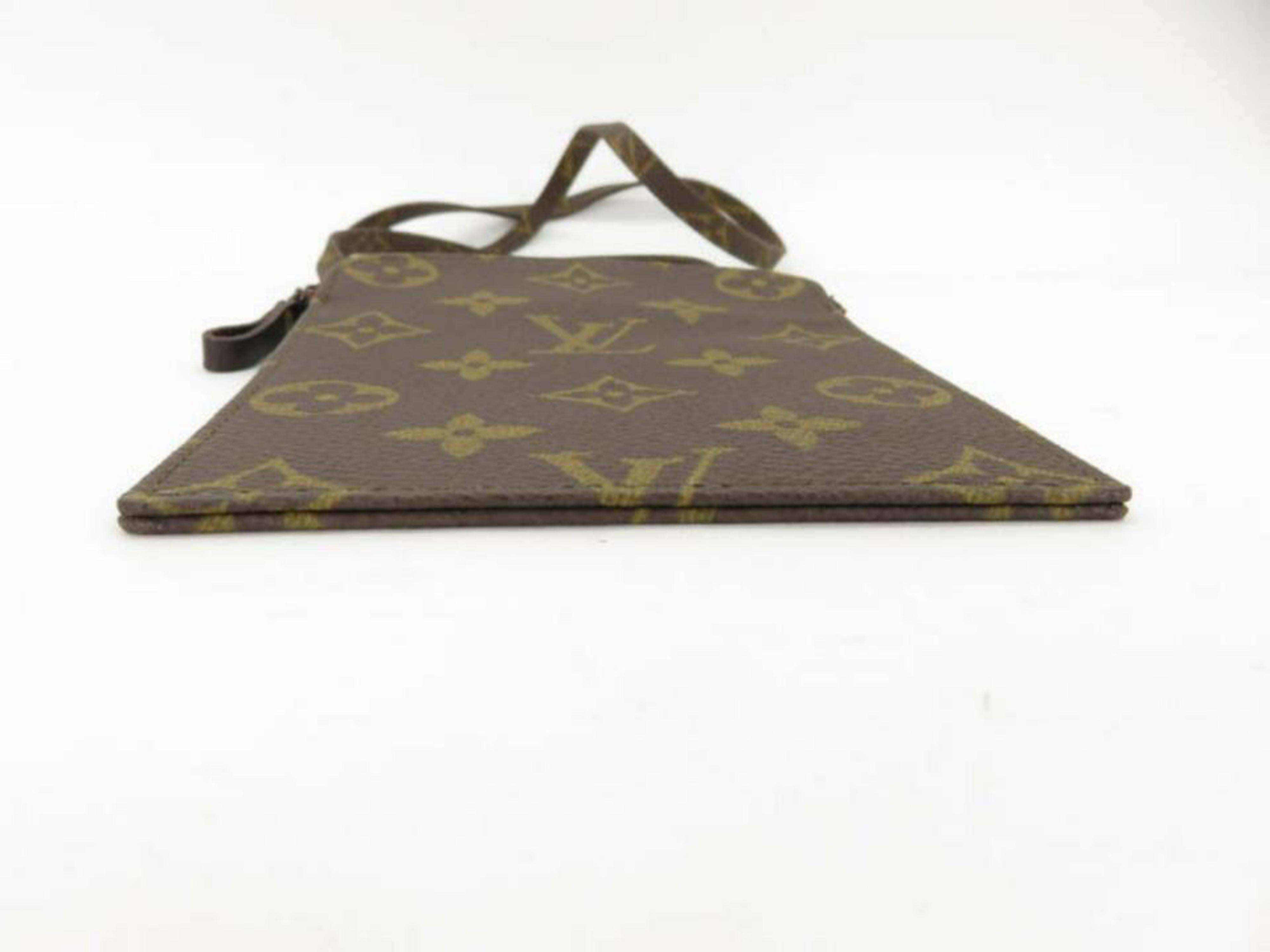 Louis Vuitton Monogam Secret Pouch 870008 Brown Coated Canvas Shoulder Bag For Sale 4