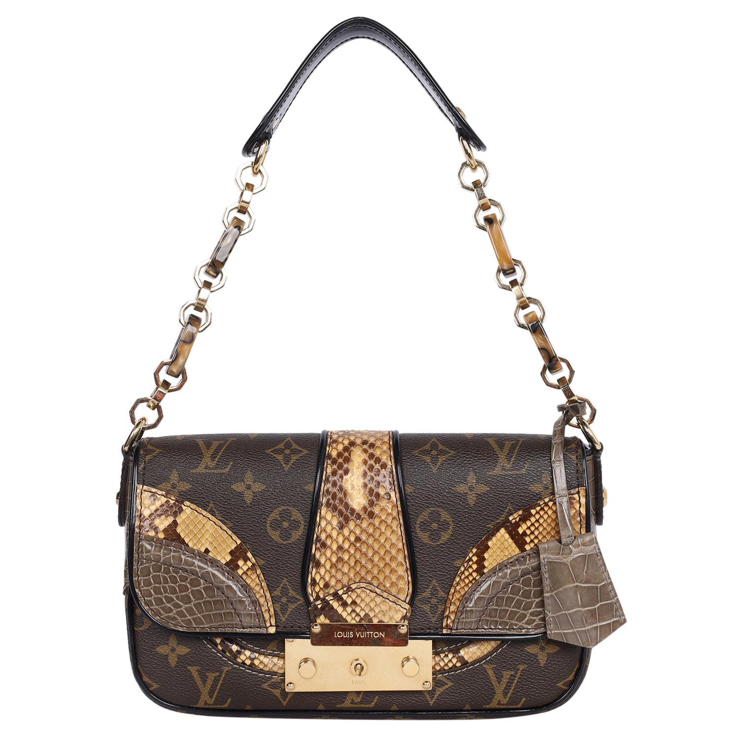 Nero LOUIS VUITTON Monogram Alligator Python Resin Shoulder Bag 2010 in vendita