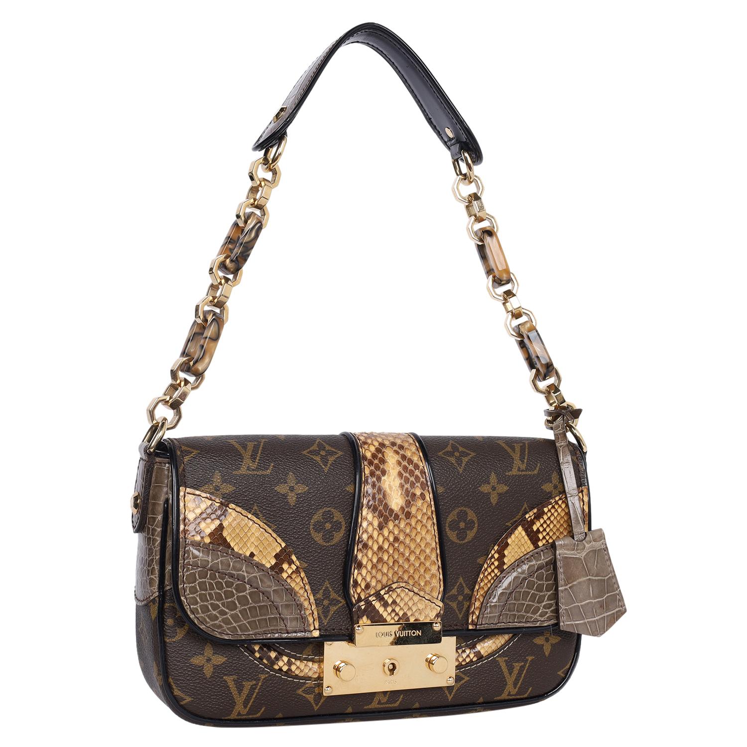 LOUIS VUITTON Monogram Alligator Python Resin Shoulder Bag 2010 In condizioni ottime in vendita a Salt Lake Cty, UT