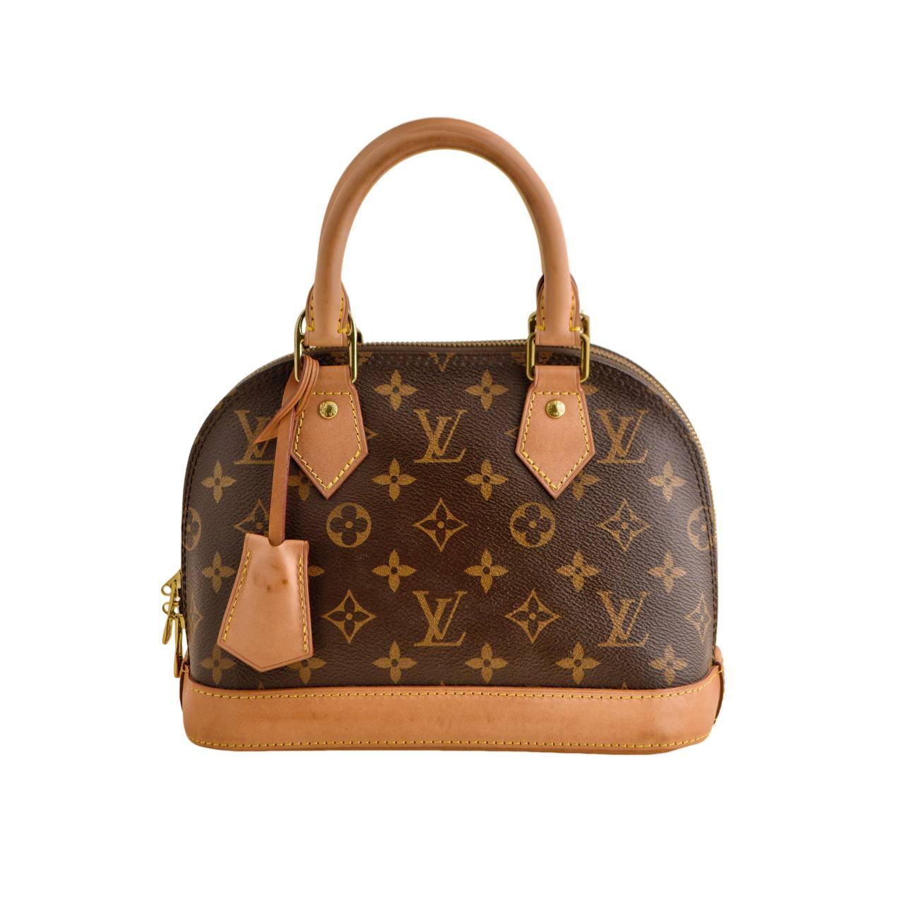 Brown Louis Vuitton Monogram Alma BB Satchel Bag For Sale