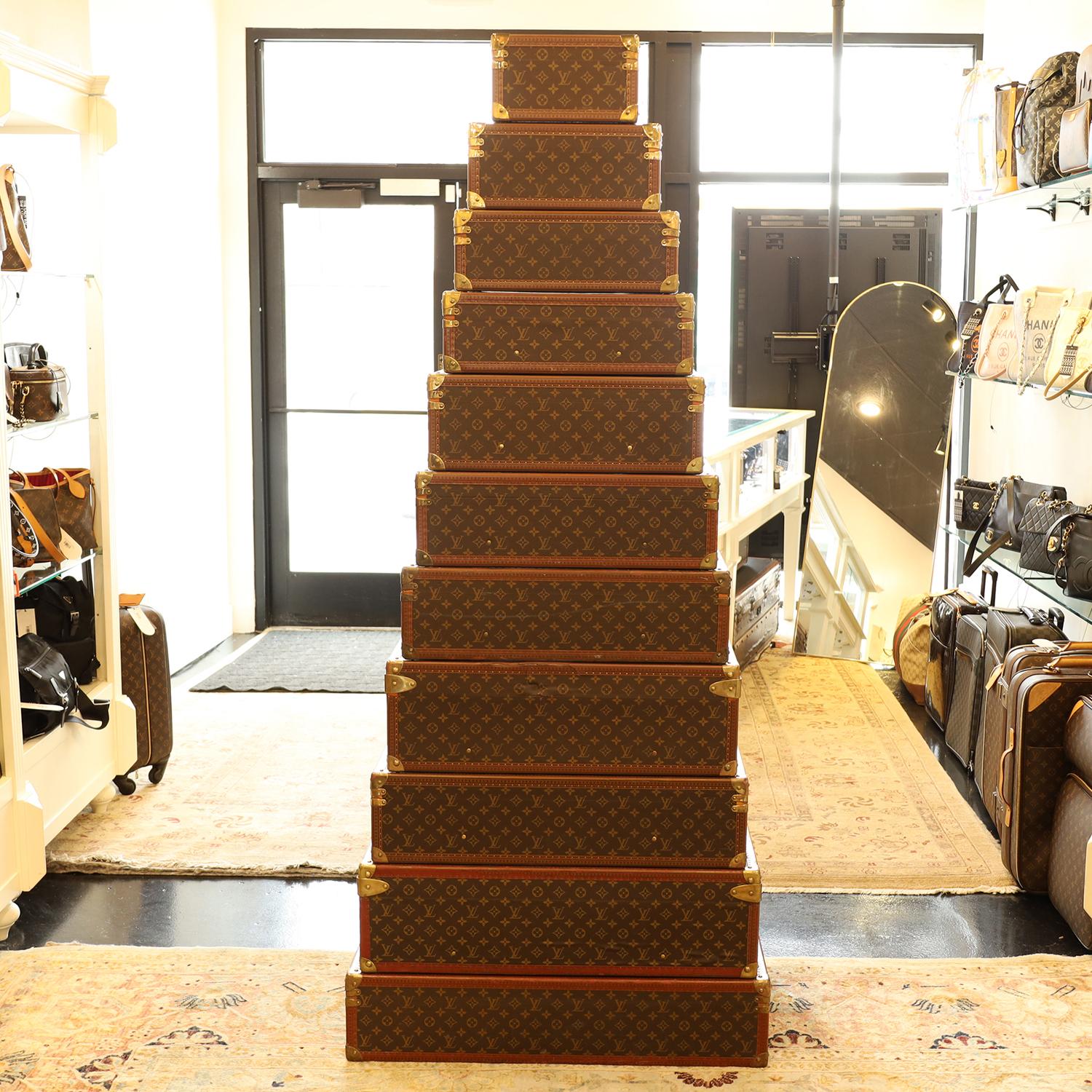 LOUIS VUITTON Monogram Alzer 11 Hard Case Trunk Set Brown (Braun) im Angebot