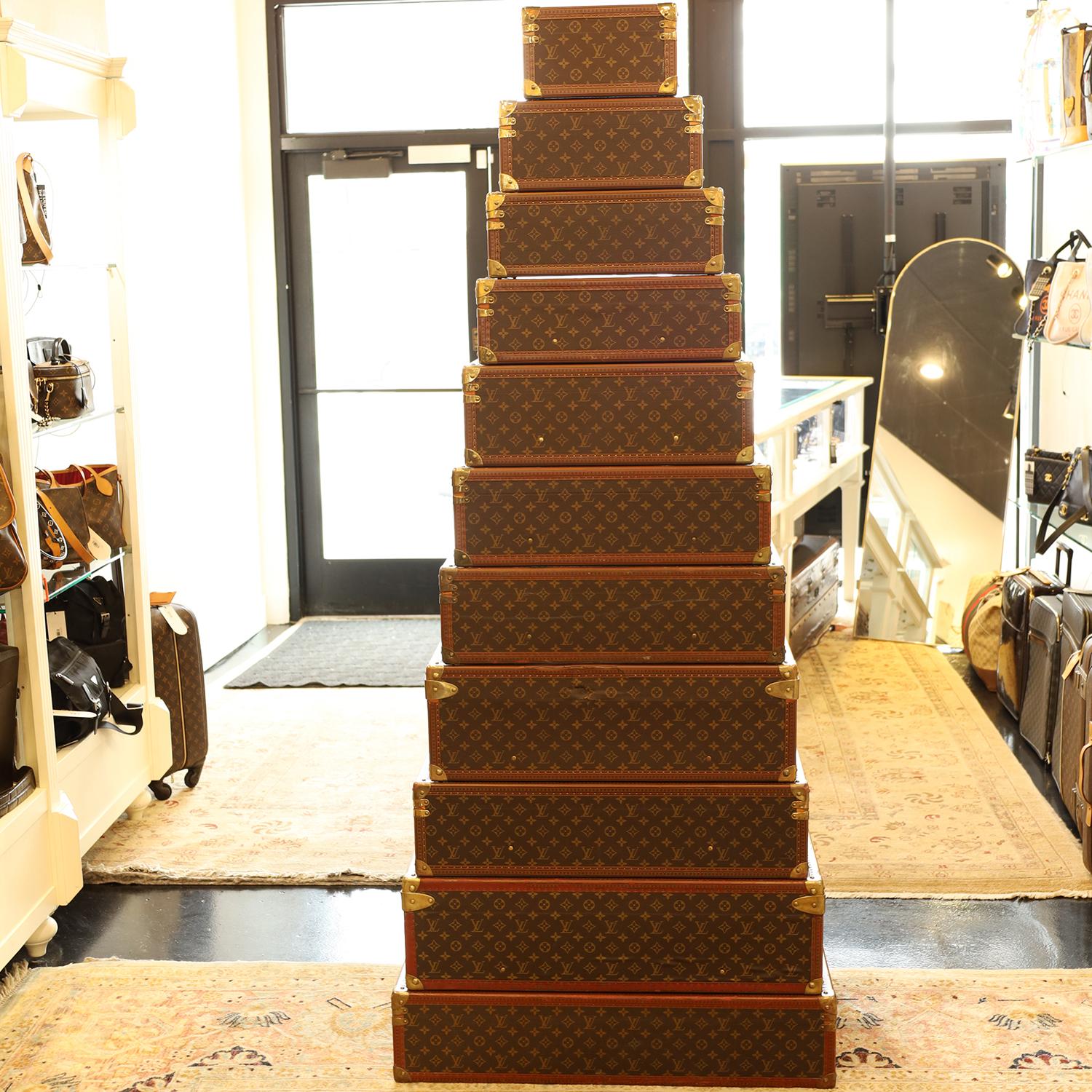 LOUIS VUITTON Monogram Alzer 11 Hard Case Trunk Set Brown im Zustand „Gut“ im Angebot in Salt Lake Cty, UT