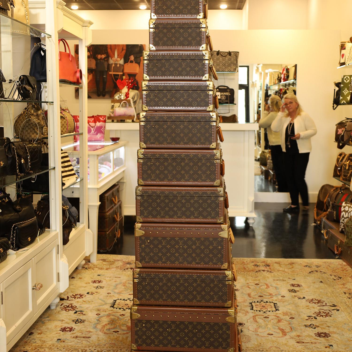 LOUIS VUITTON Monogram Alzer 11 Hard Case Trunk Set Brown im Angebot 3