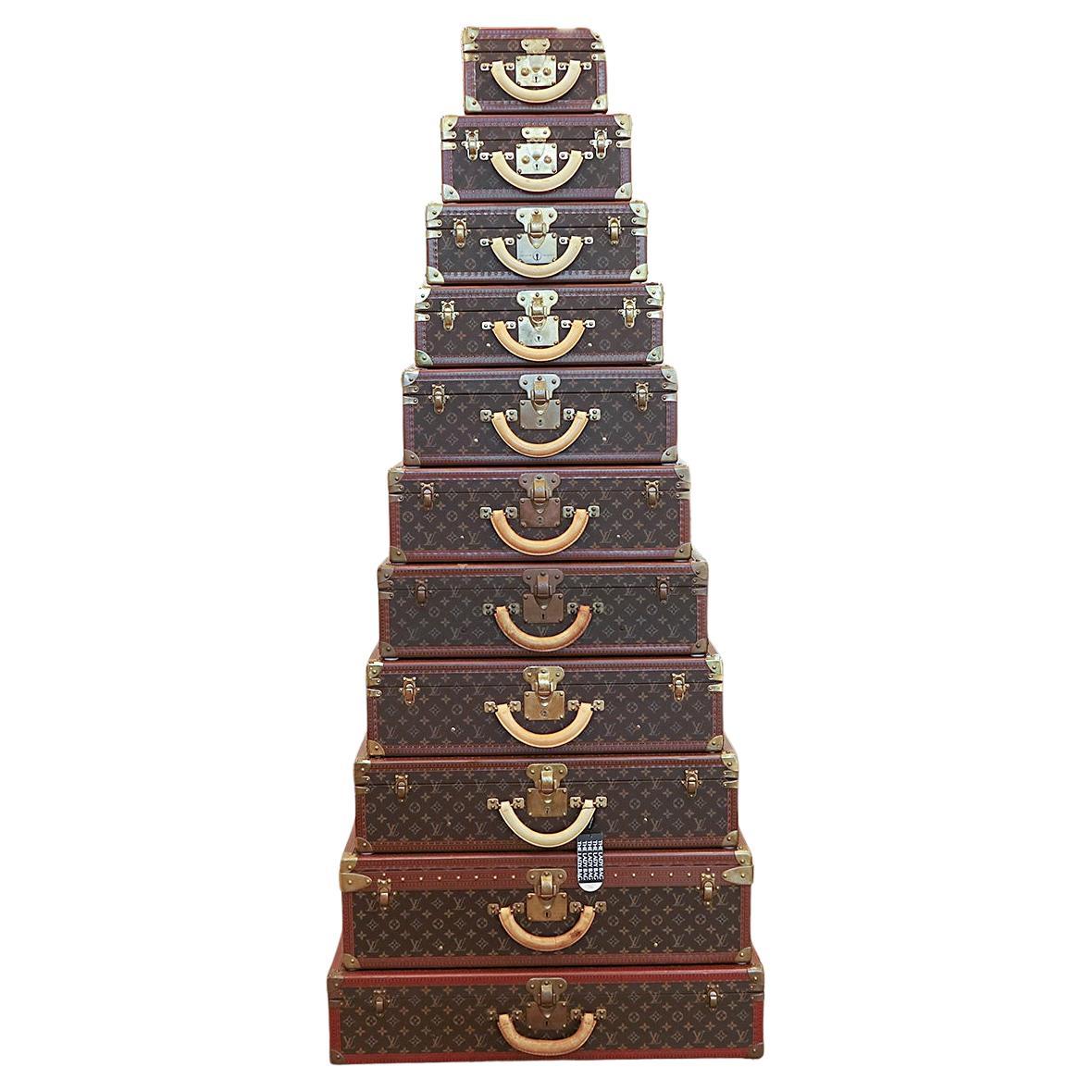 LOUIS VUITTON Monogram Alzer 11 Hard Case Trunk Set Brown