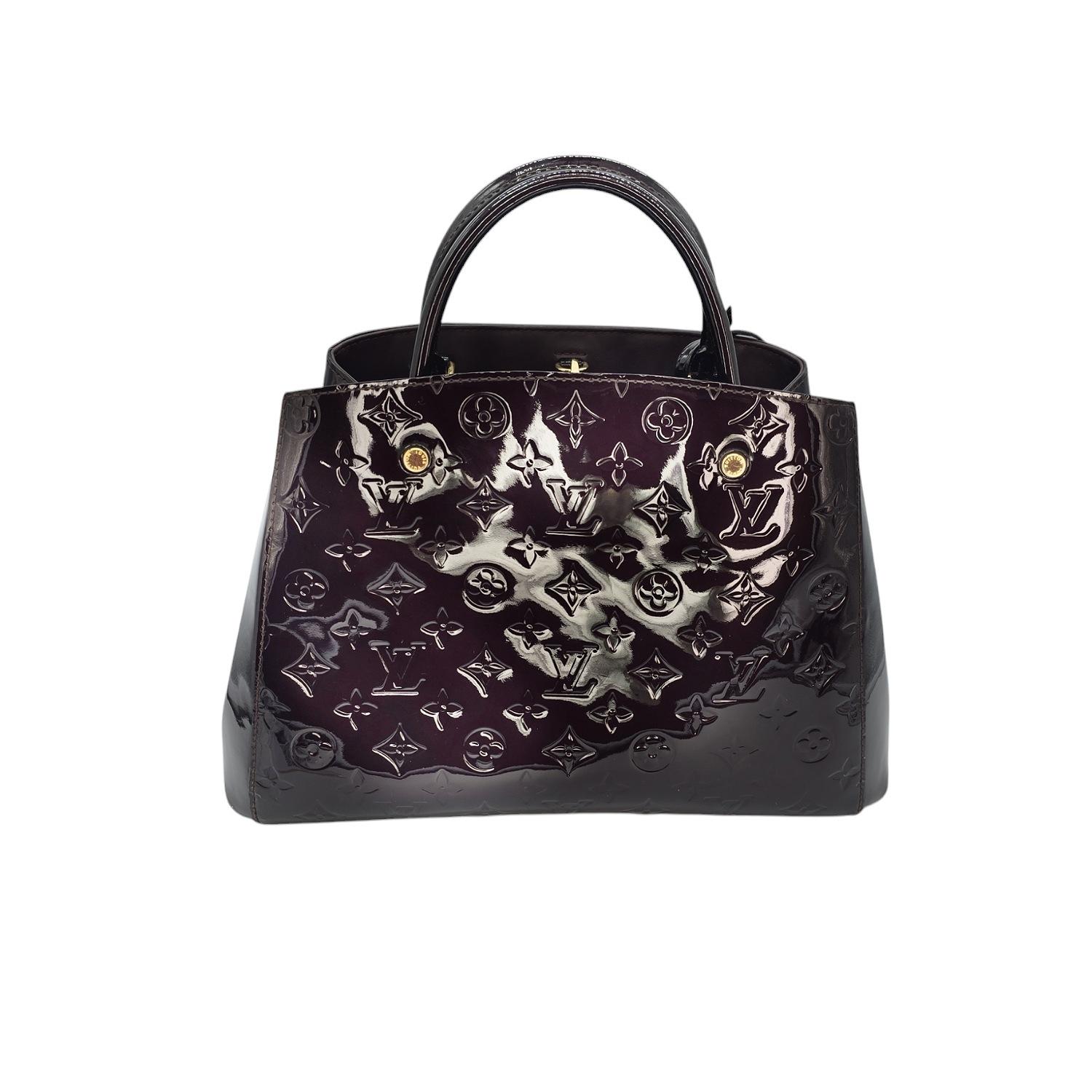 Louis Vuitton Monogram Amarante Vernis Montaigne MM Satchel In Good Condition In Scottsdale, AZ