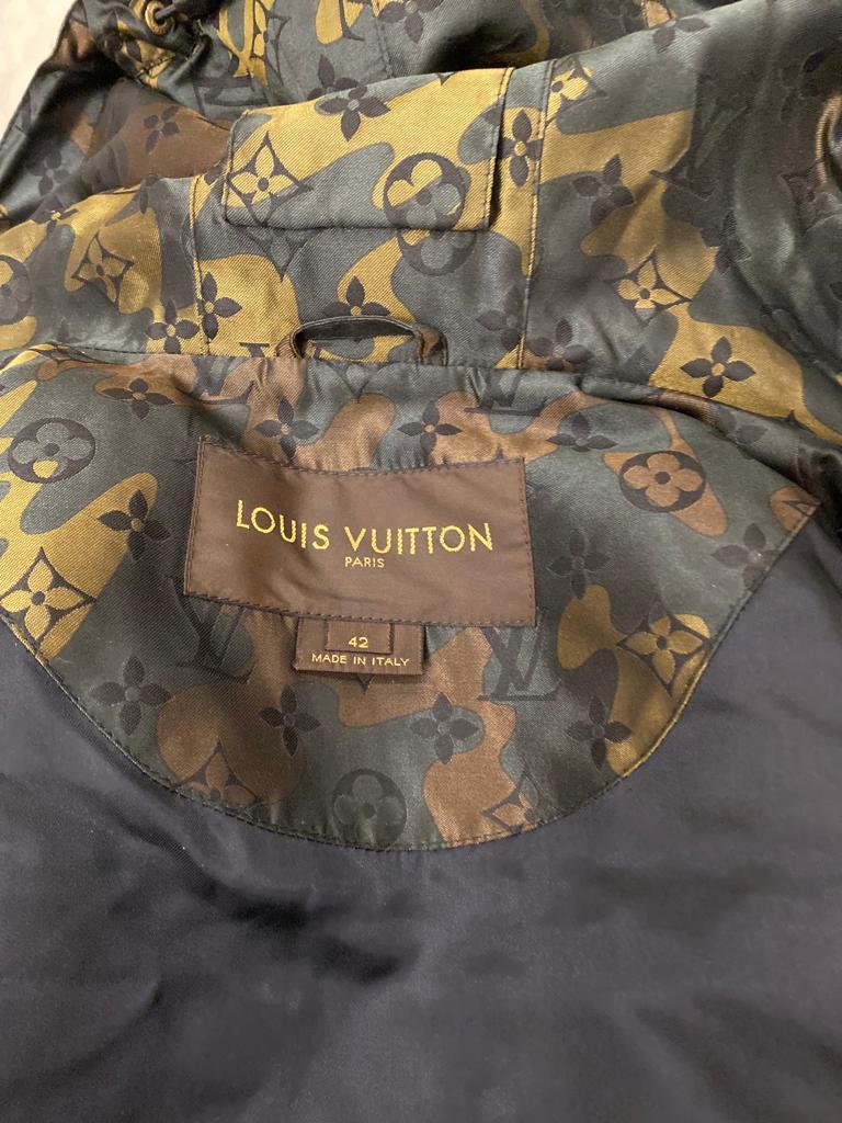 Louis Vuitton Monogram Army Green Jacket with Hoodie For Sale 2