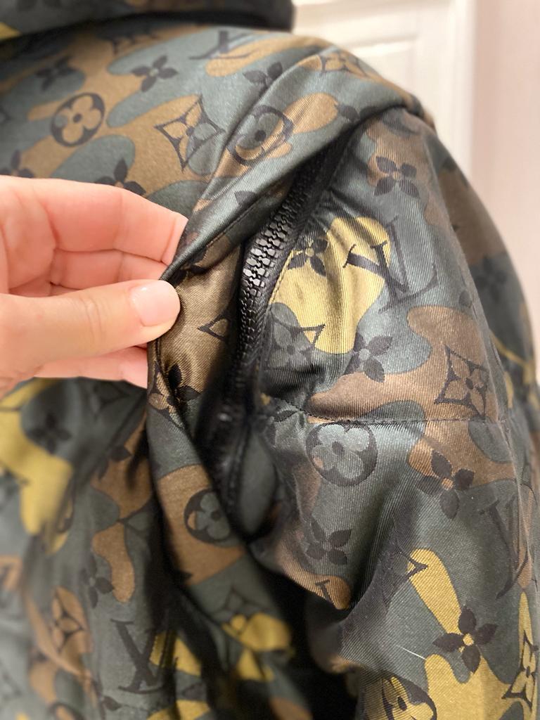 Louis Vuitton Monogram Army Green Jacket with Hoodie For Sale 3