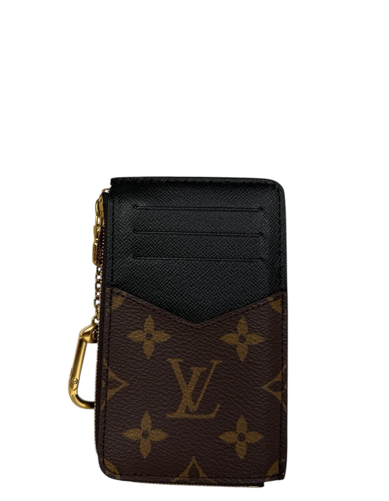 Nero Louis Vuitton Monogram / Portacarte nero Recto Verso Portafoglio Portachiavi in vendita