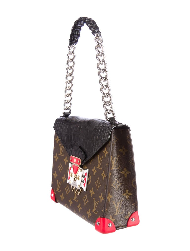 Louis Vuitton Monogram Black Crocodile Evening Chain Shoulder Flap Bag in Box at 1stdibs