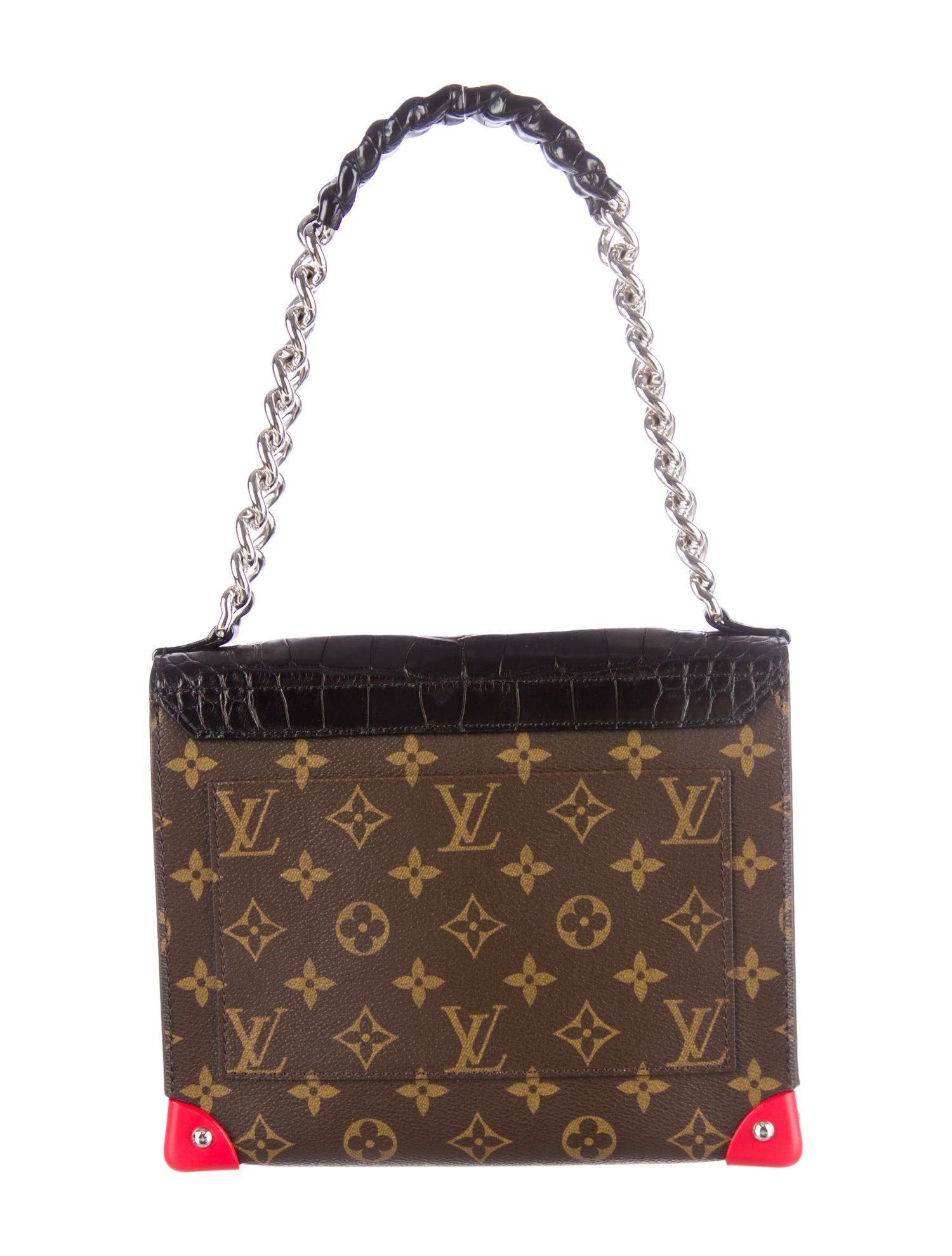 Louis Vuitton Monogram Black Crocodile Evening Chain Shoulder Flap Bag in Box In Excellent Condition In Chicago, IL
