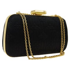 Louis Vuitton Monogram Black Satin 2in1 Evening Clutch Flap Chain Shoulder Bag