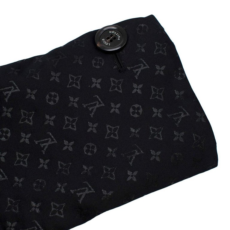 Louis Vuitton Monogram Black Trench Coat with Fox Fur Collar