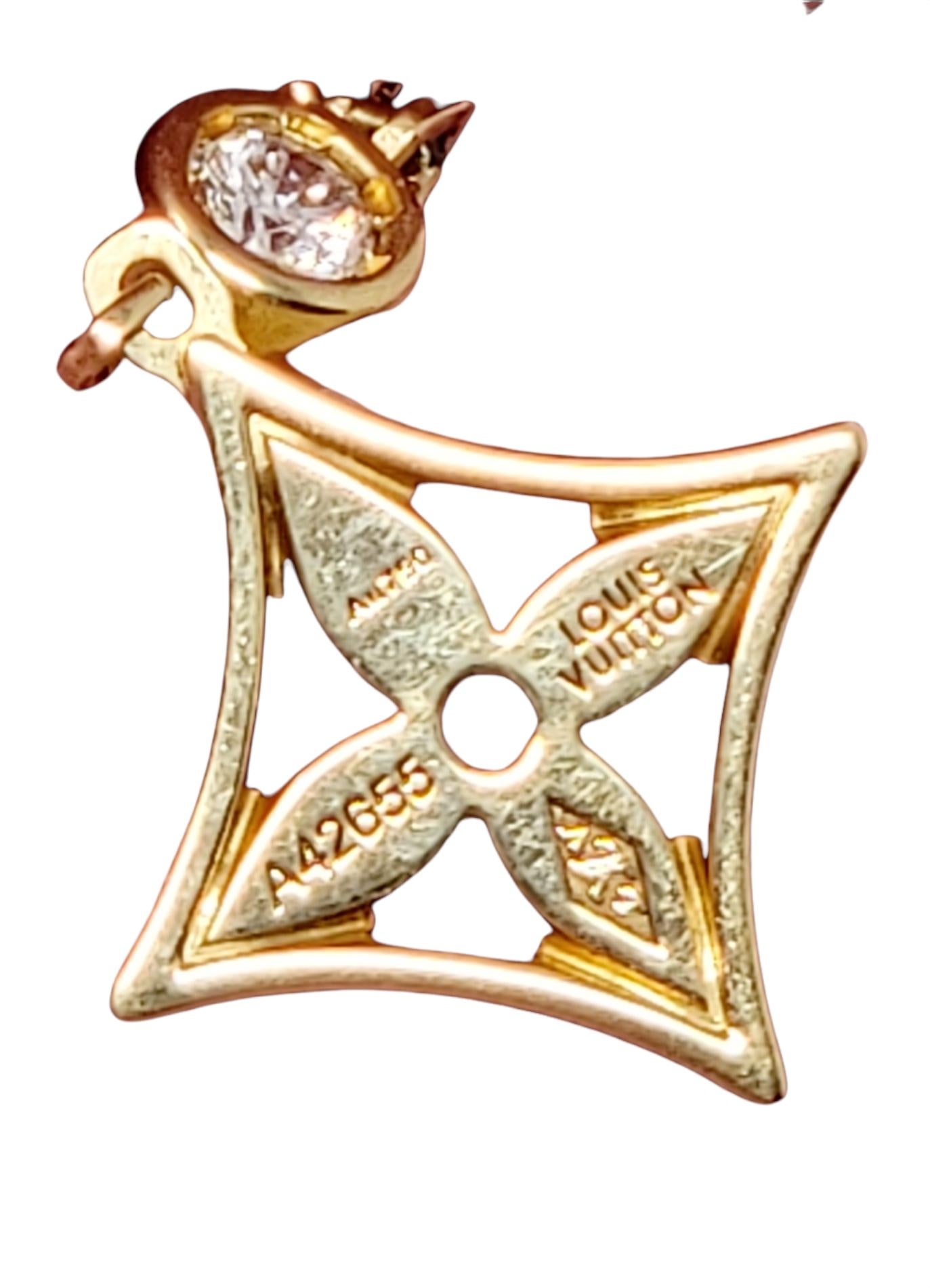 Louis Vuitton Monogram Blossom Long Dangle Earrings with Diamonds Tri-Tone Gold 7