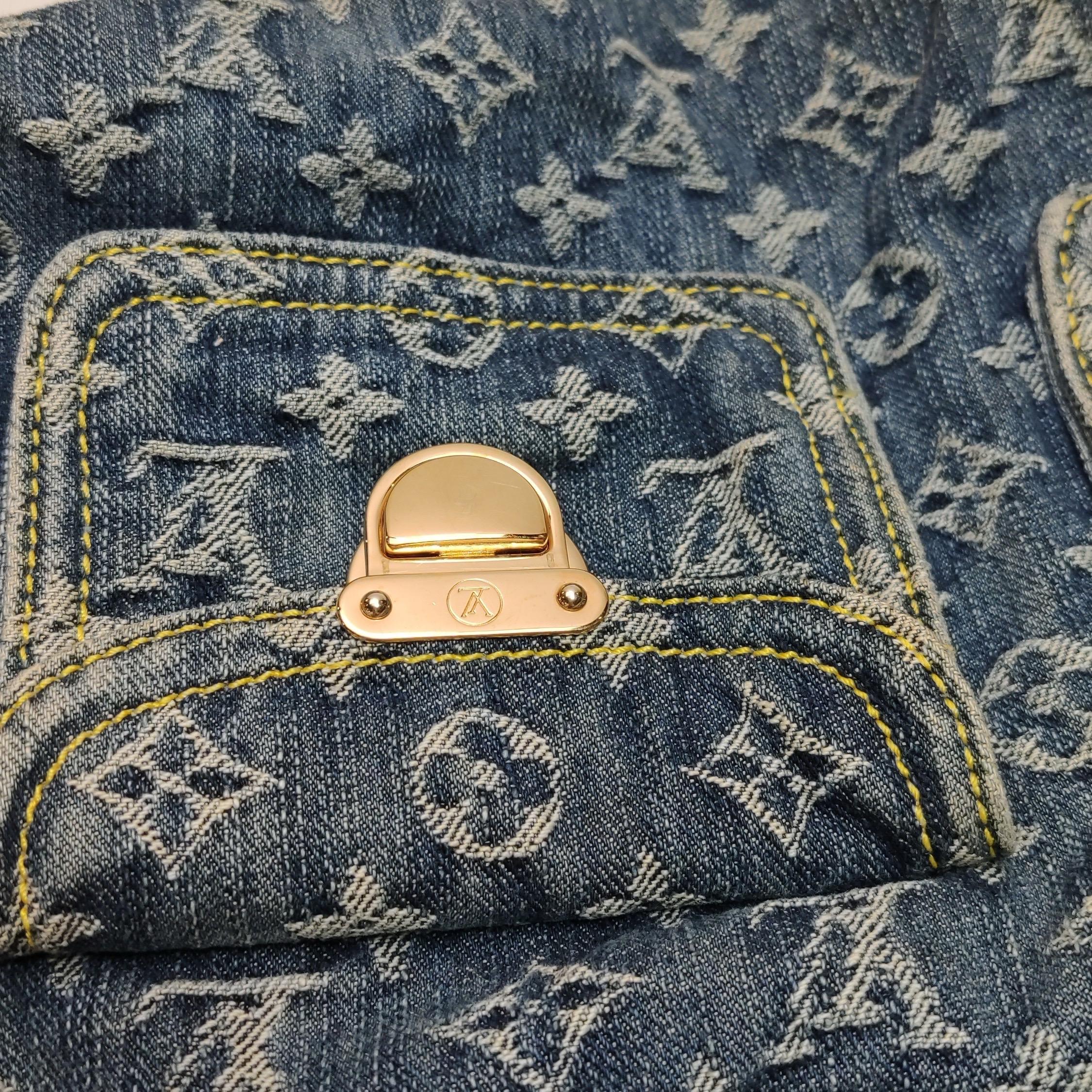 Louis Vuitton Monogram Blue Denim Baggy GM Large Shoulder Bag For Sale 6