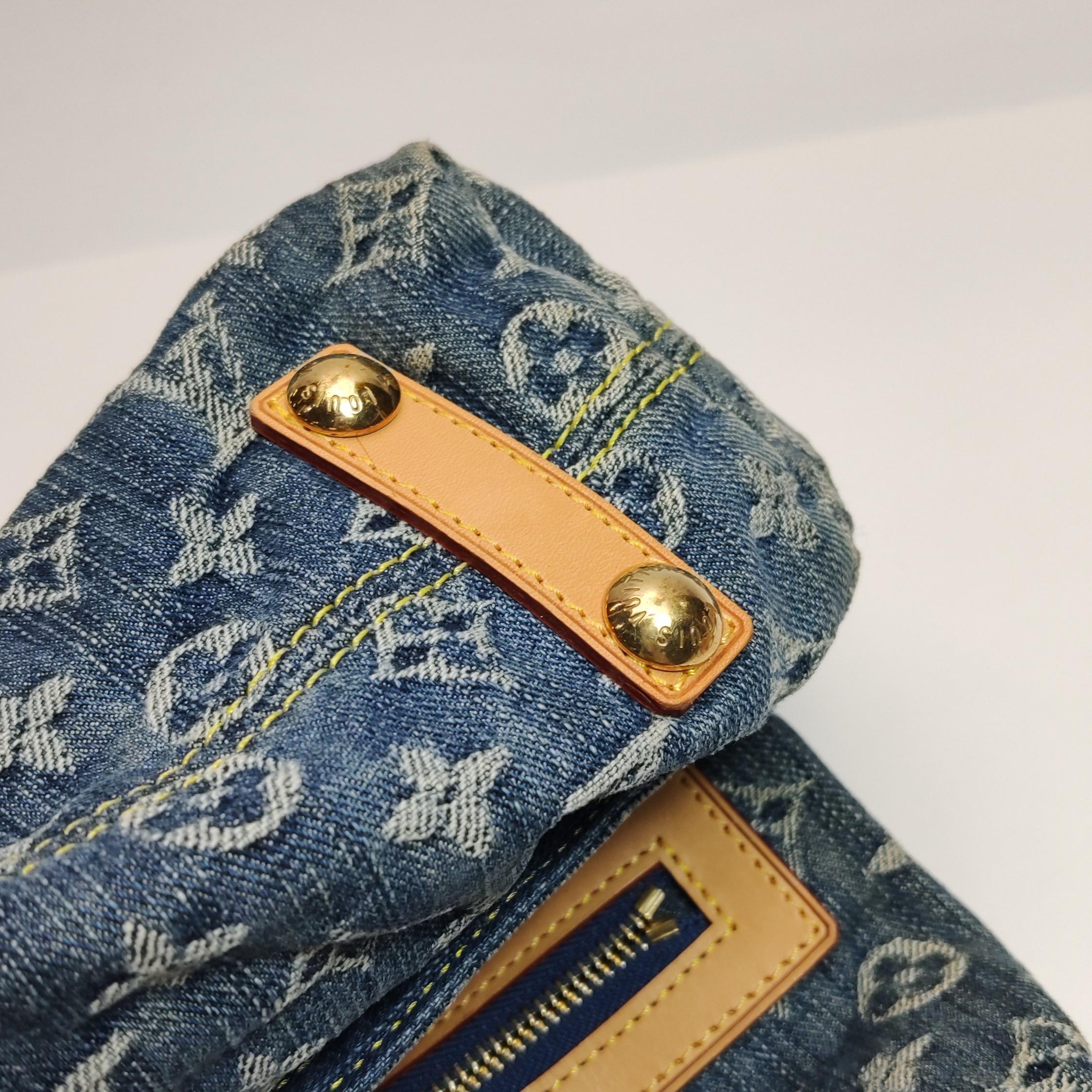 Louis Vuitton Monogram Blue Denim Baggy GM Large Shoulder Bag For Sale 7