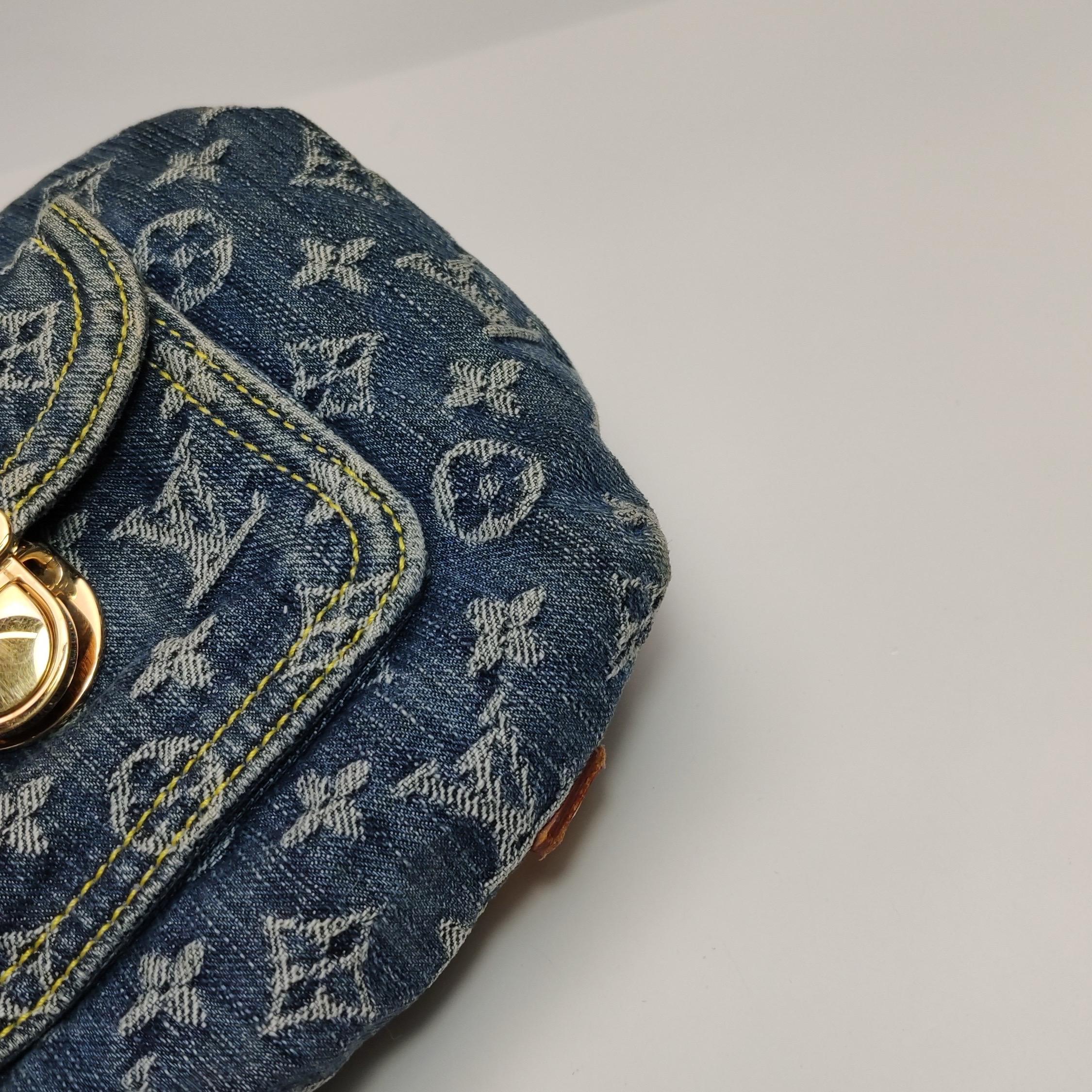 Louis Vuitton Monogram Blue Denim Baggy GM Large Shoulder Bag For Sale 10