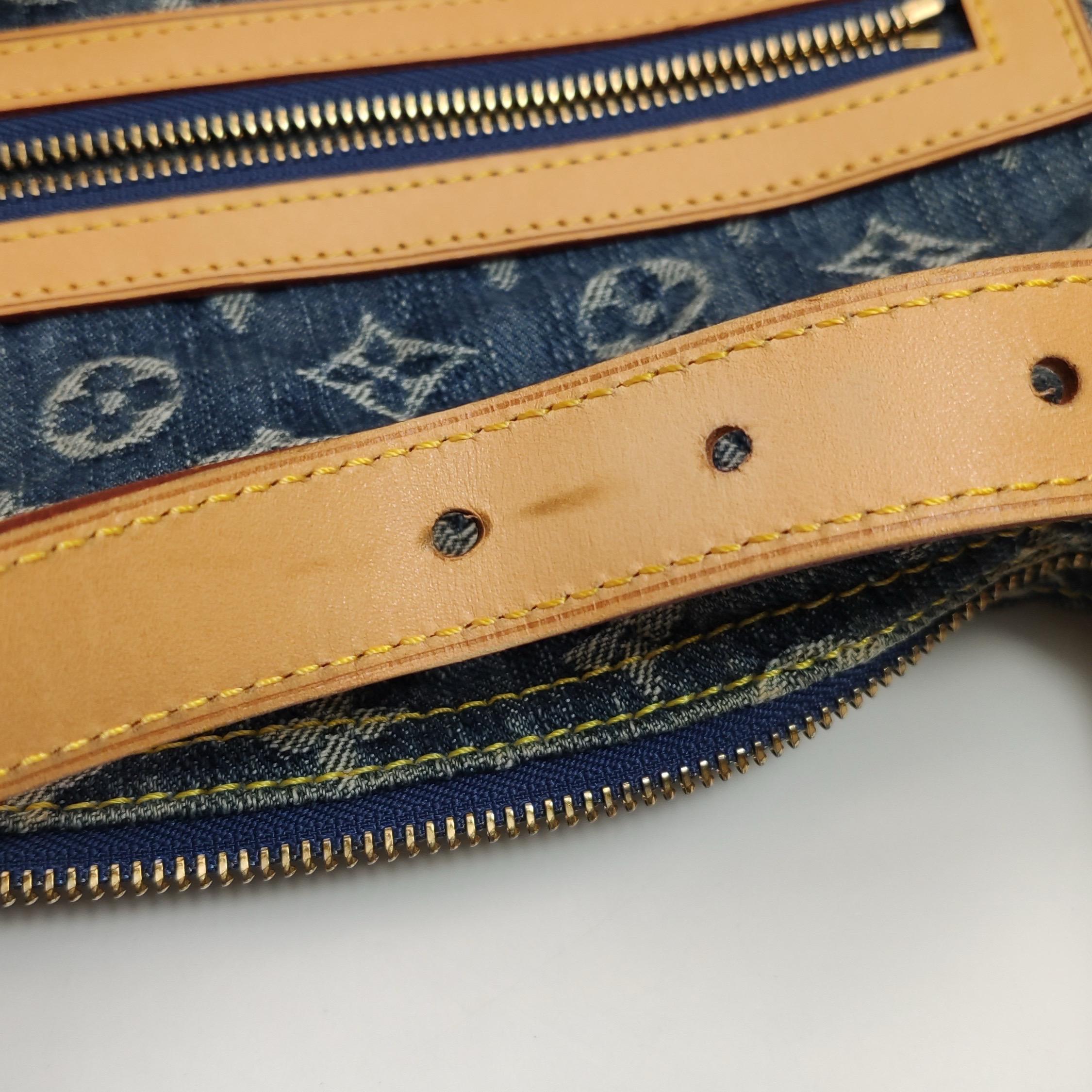 Louis Vuitton Monogram Blue Denim Baggy GM Large Shoulder Bag For Sale 11