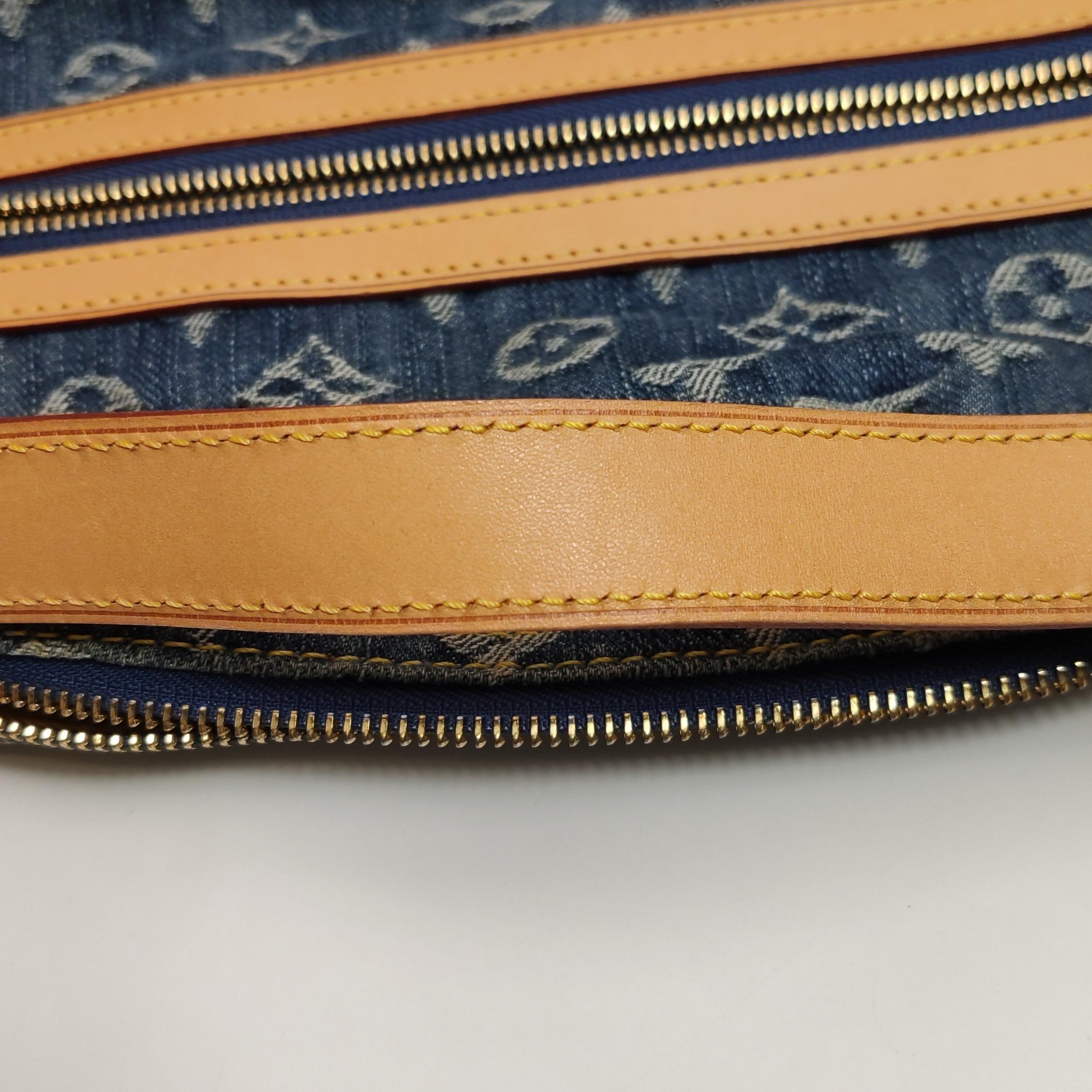 Louis Vuitton Monogram Blue Denim Baggy GM Large Shoulder Bag For Sale 15