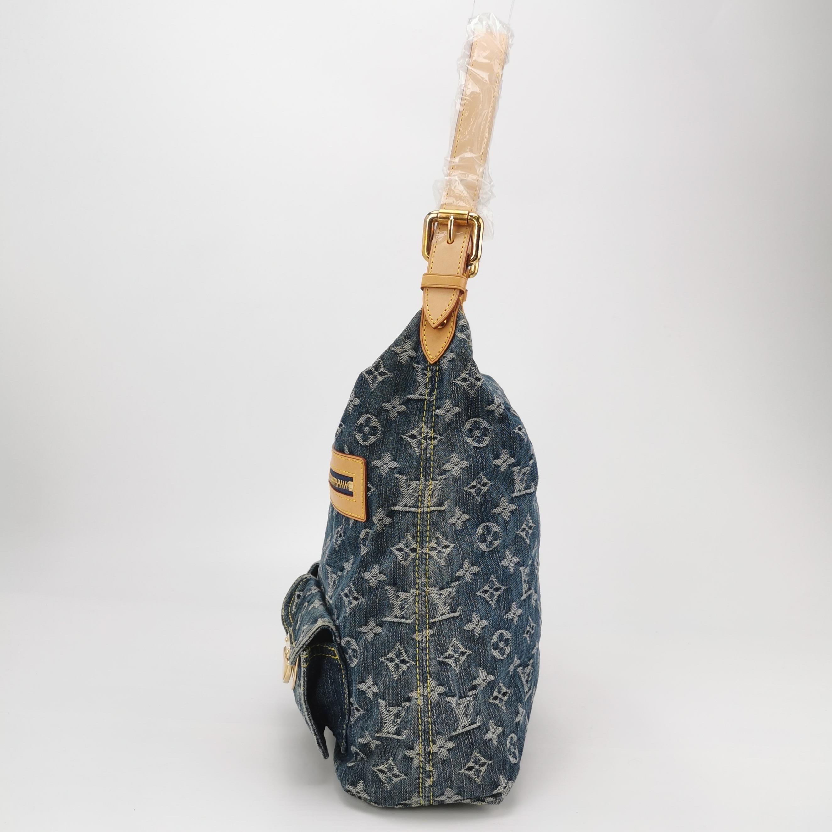 Louis Vuitton Monogram Blue Denim Baggy GM Large Shoulder Bag For Sale 1