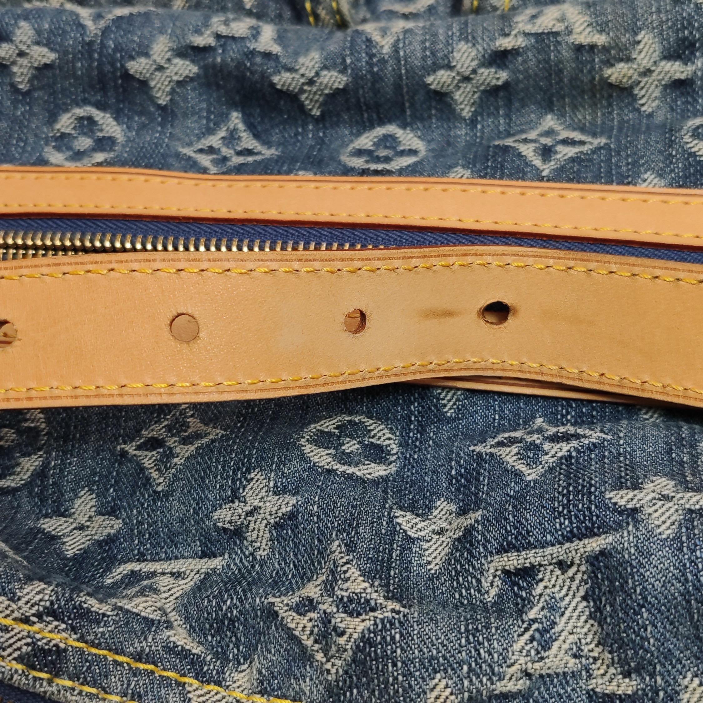 Louis Vuitton Monogram Blue Denim Baggy GM Large Shoulder Bag For Sale 4
