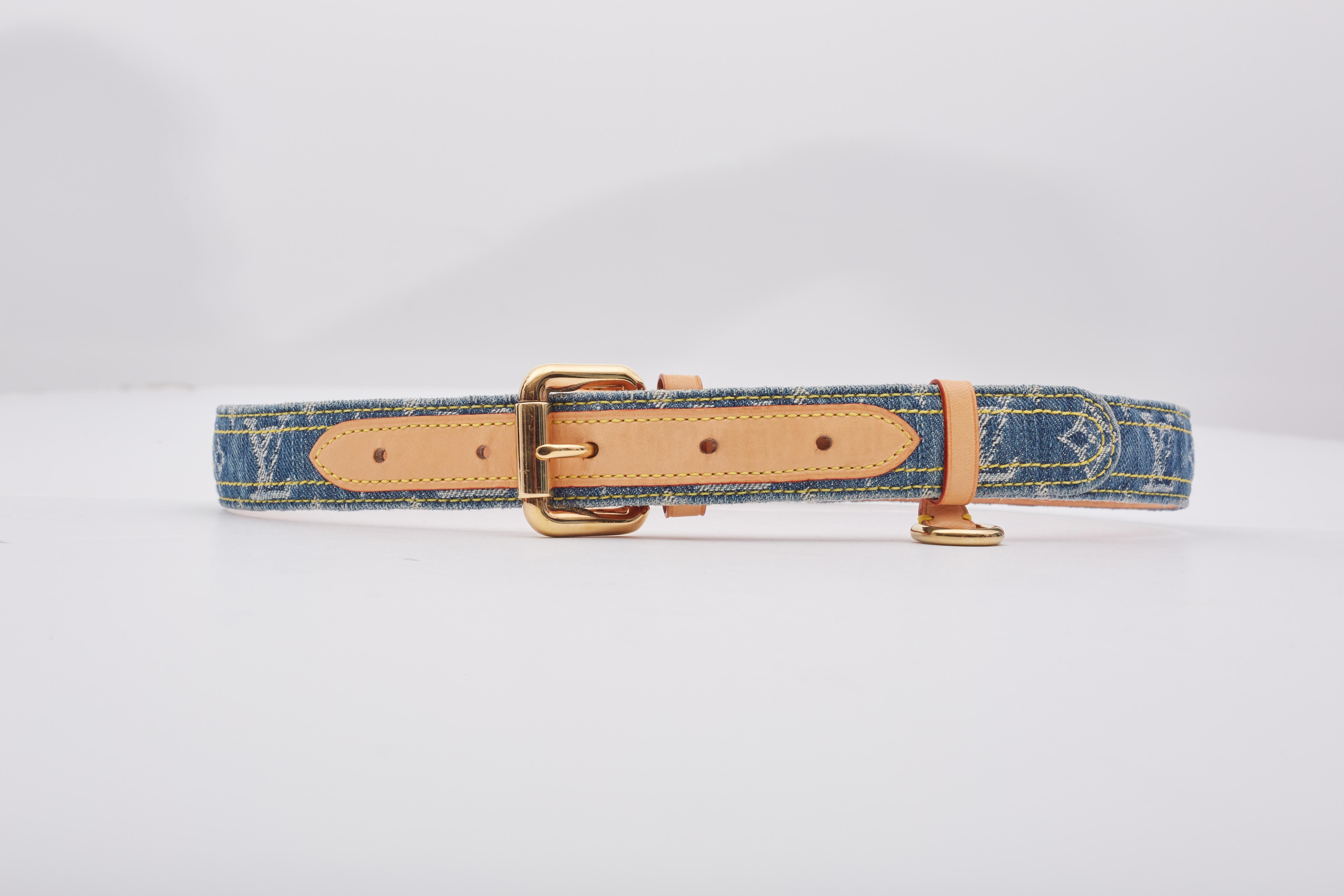 Louis Vuitton Monogram Blue Denim Belt (80/32) 2