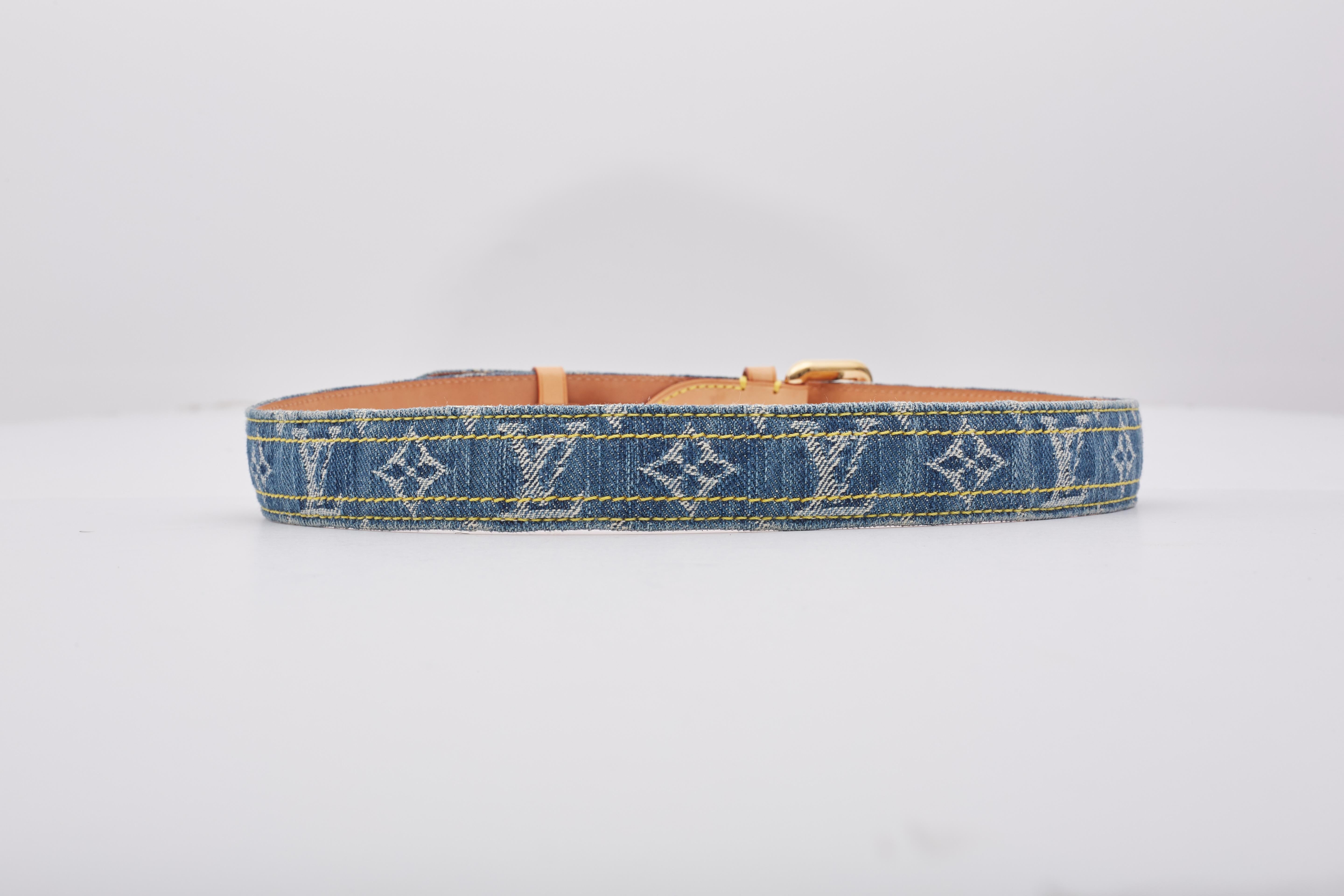Louis Vuitton Monogram Blue Denim Belt (80/32) 3