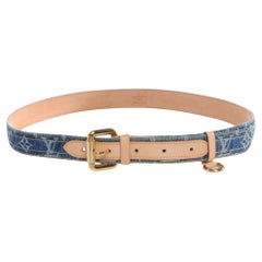 Cinturón vaquero azul con monograma Louis Vuitton (80/32)