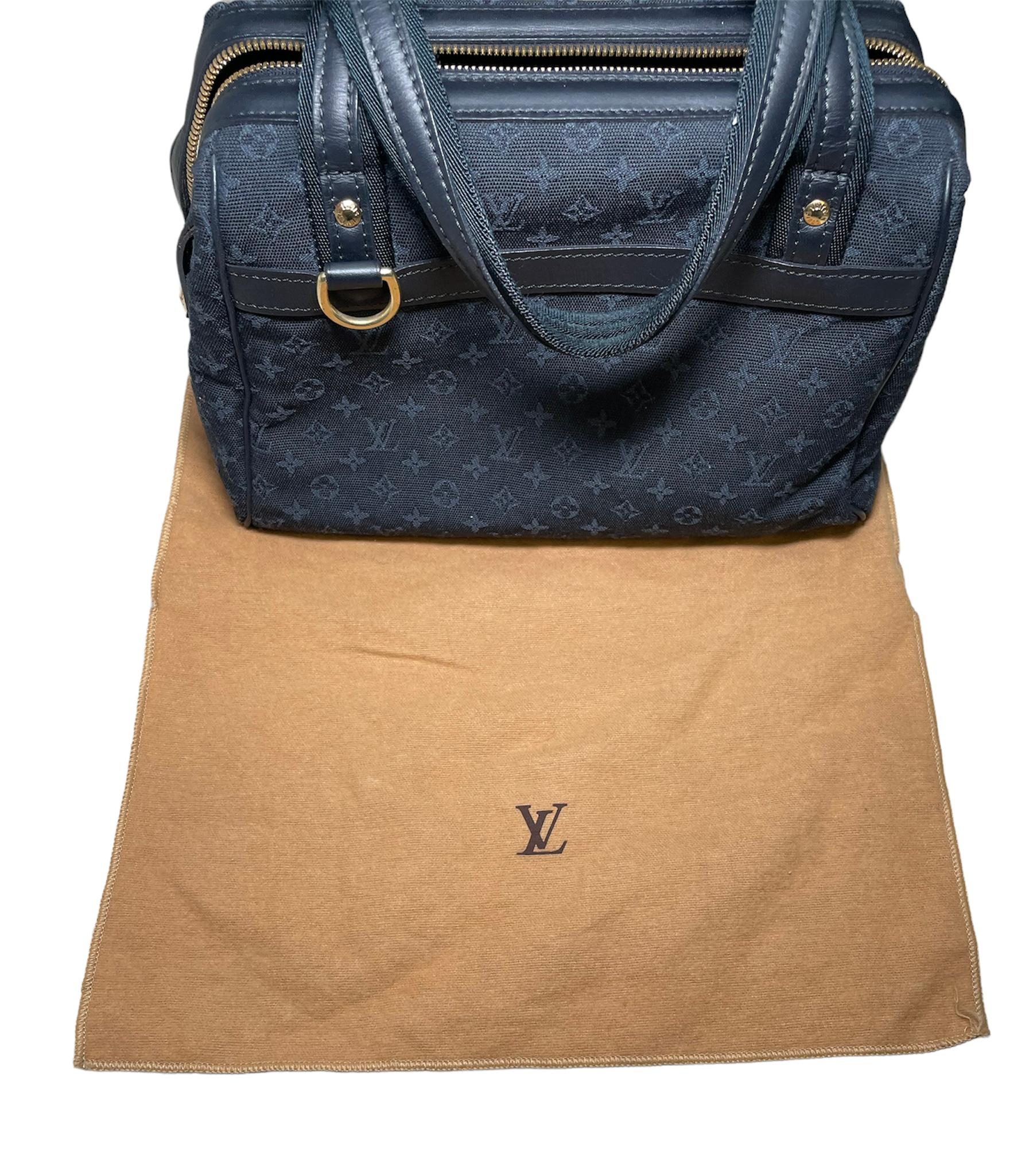 French Louis Vuitton Monogram Blue Idylle Mini Lin Josephine PM Style Canvas Handbag