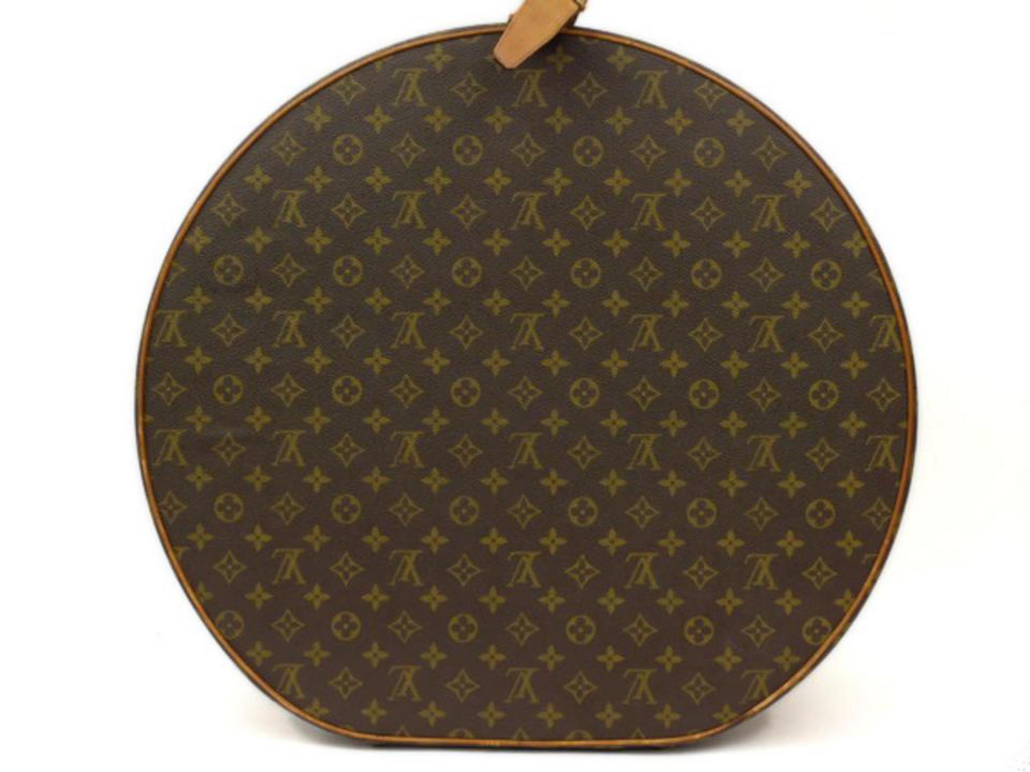 Black Louis Vuitton Monogram Boite Chapeau Hat Box 50 226925 Brown Coated Canvas Weeke For Sale