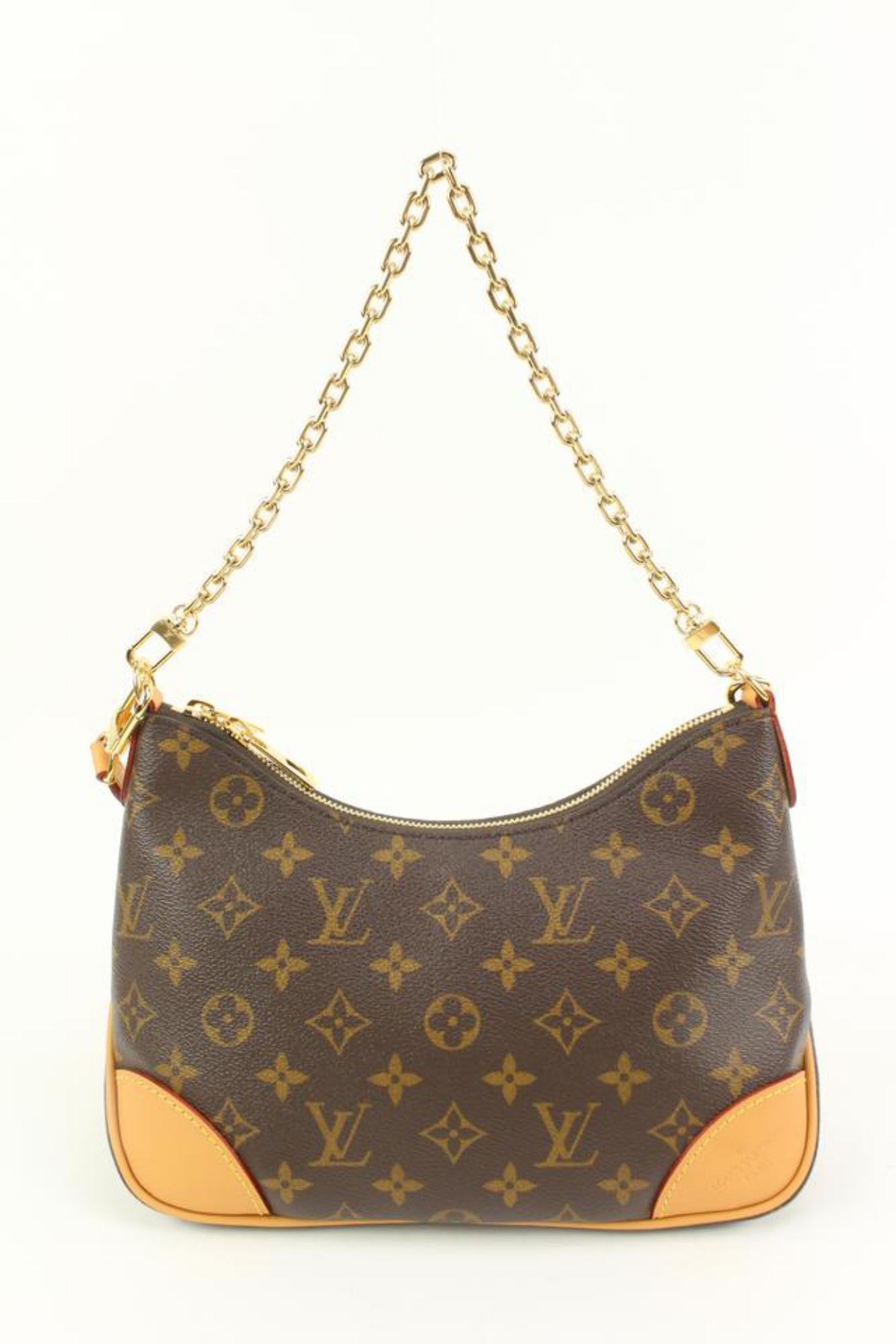 Brown Louis Vuitton Monogram Boulogne NM Chain Hobo Crossbody Bag 33LK37S For Sale