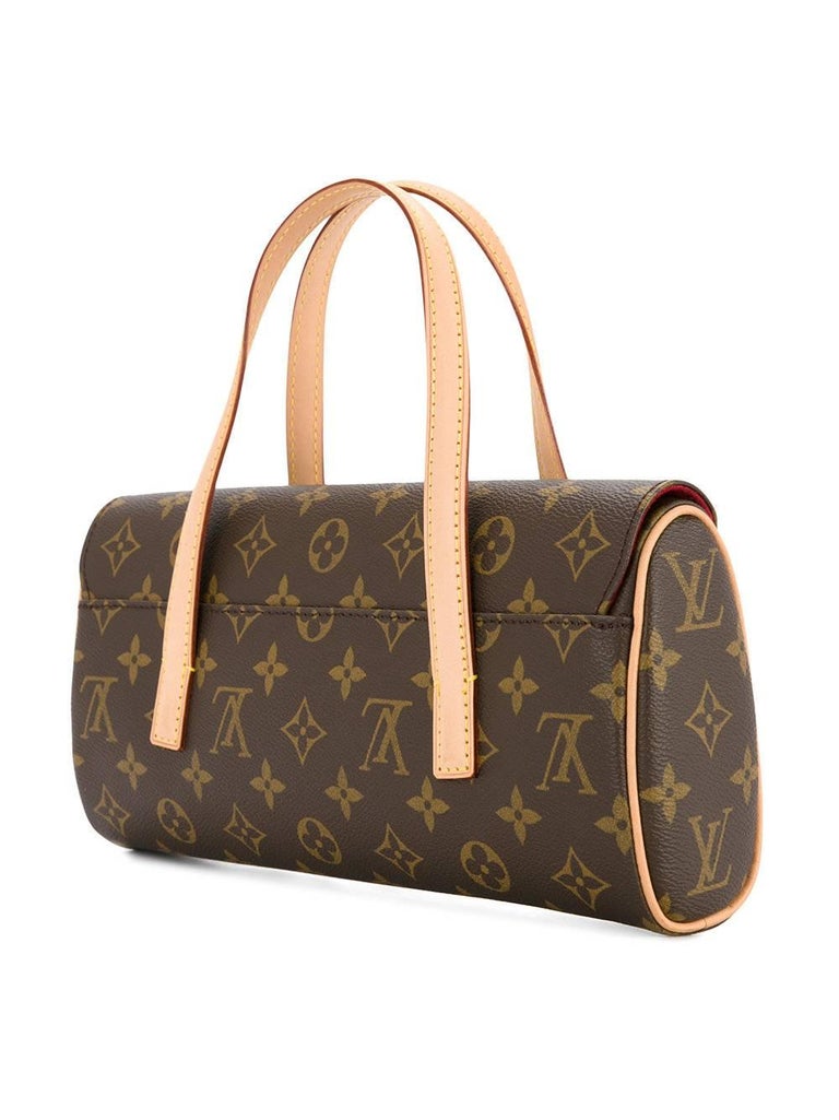 Louis Vuitton Monogram Brown Evening Top Handle Satchel Flap Bag For Sale at 1stdibs