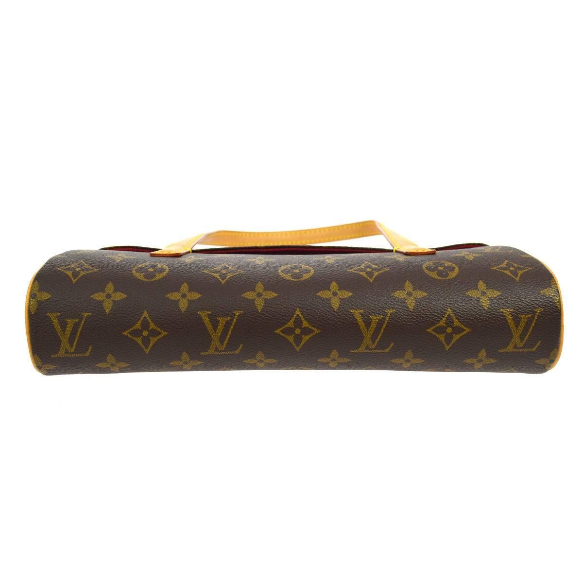 Louis Vuitton Monogram Brown Evening Top Handle Satchel Flap Bag In Excellent Condition In Chicago, IL