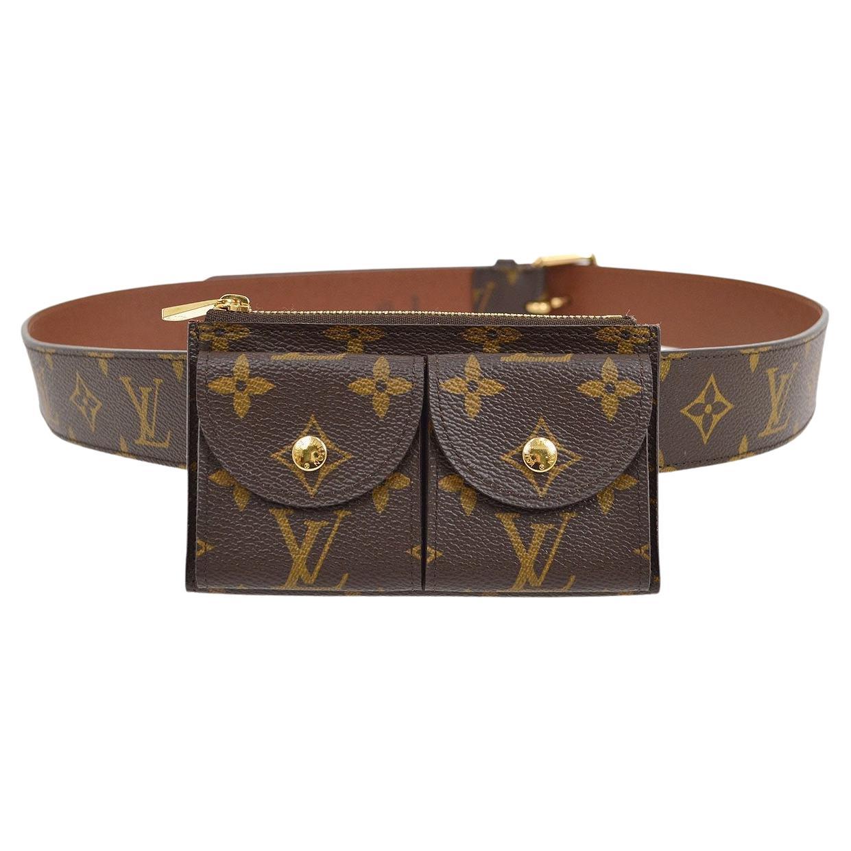 LOUIS VUITTON Monogram Brown Gold Hardware Pochette Duo Waist Belt Bag For  Sale at 1stDibs