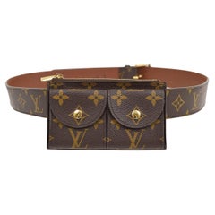 LOUIS VUITTON Monogram Brown Gold Hardware Pochette Duo Waist Belt Bag