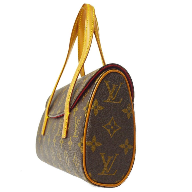 Louis Vuitton Monogram Brown Top Handle Satchel Kelly Style Evening Flap Bag For Sale at 1stdibs