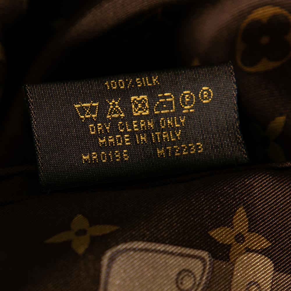 Women's Louis Vuitton Monogram Brown Trunks Silk Square Scarf