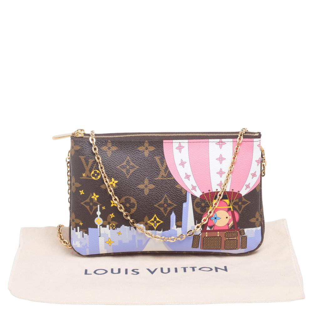 Louis Vuitton Monogram Canvas 2019 Christmas Animation Double Zip Pochette Bag 7
