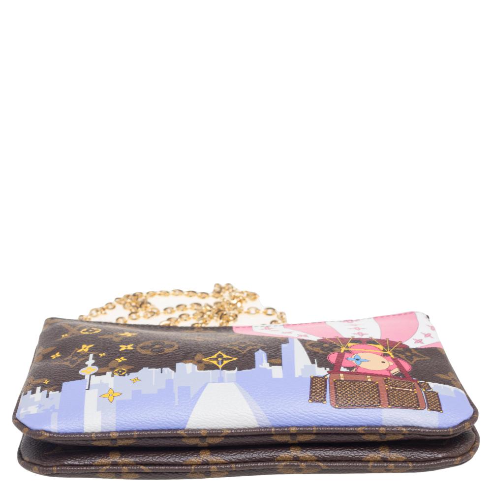 Women's Louis Vuitton Monogram Canvas 2019 Christmas Animation Double Zip Pochette Bag