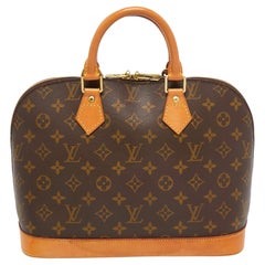 Used Brown Louis Vuitton Authentic Alma MM Monogram Canvas Top Handle  Handbag Houston,TX