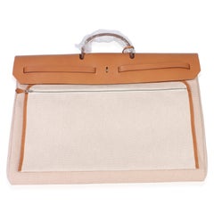 Hermès Ecru Beige Naturel Criss Viking Hunter Sable Herbag Zip Cabine 50 Bag