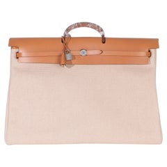 Hermès Ecru Beige Naturel Criss Viking Hunter Sable Herbag Zip Cabine 50 Bag