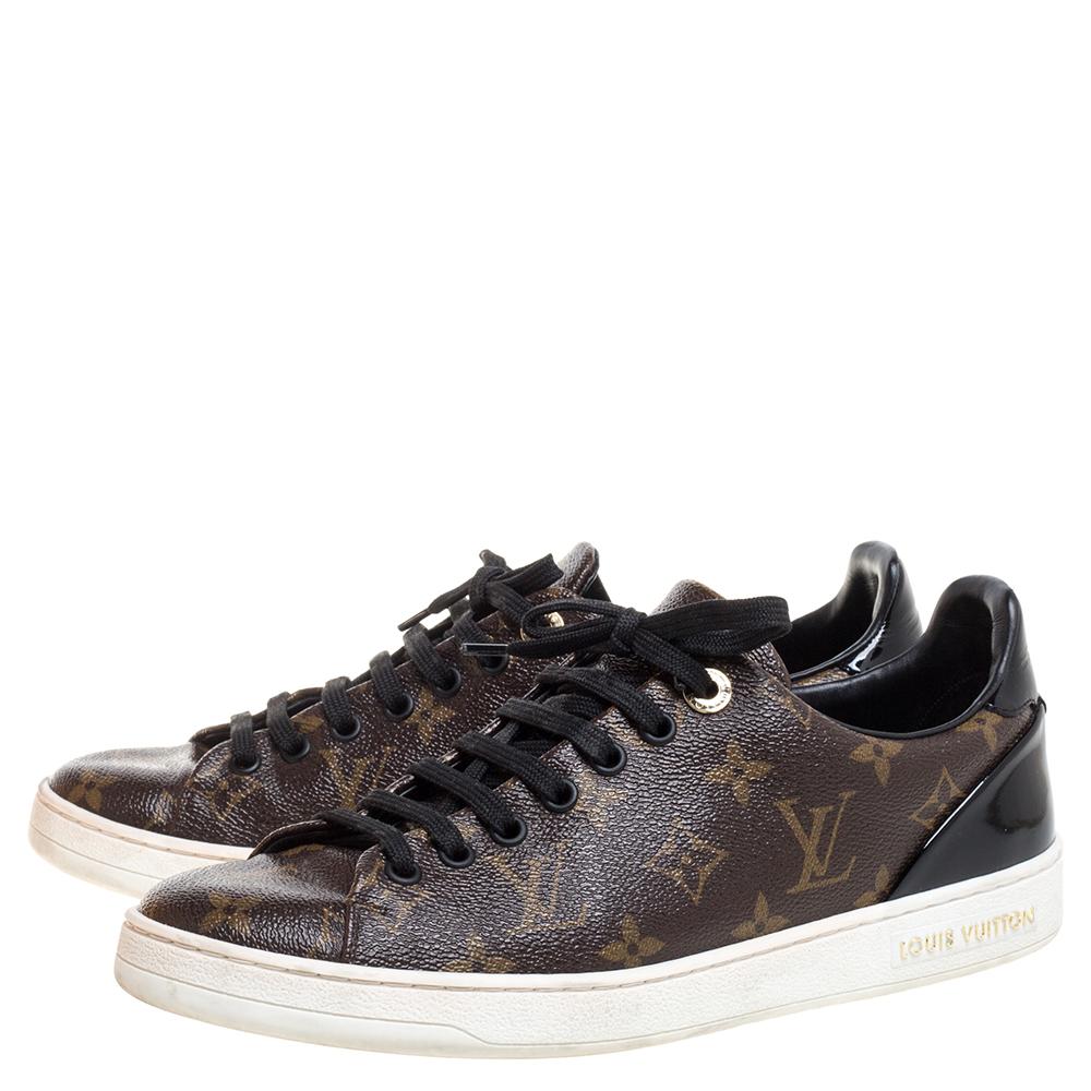 Louis Vuitton Monogram Canvas and Black Patent Leather Frontrow Low Top Sneakers 1