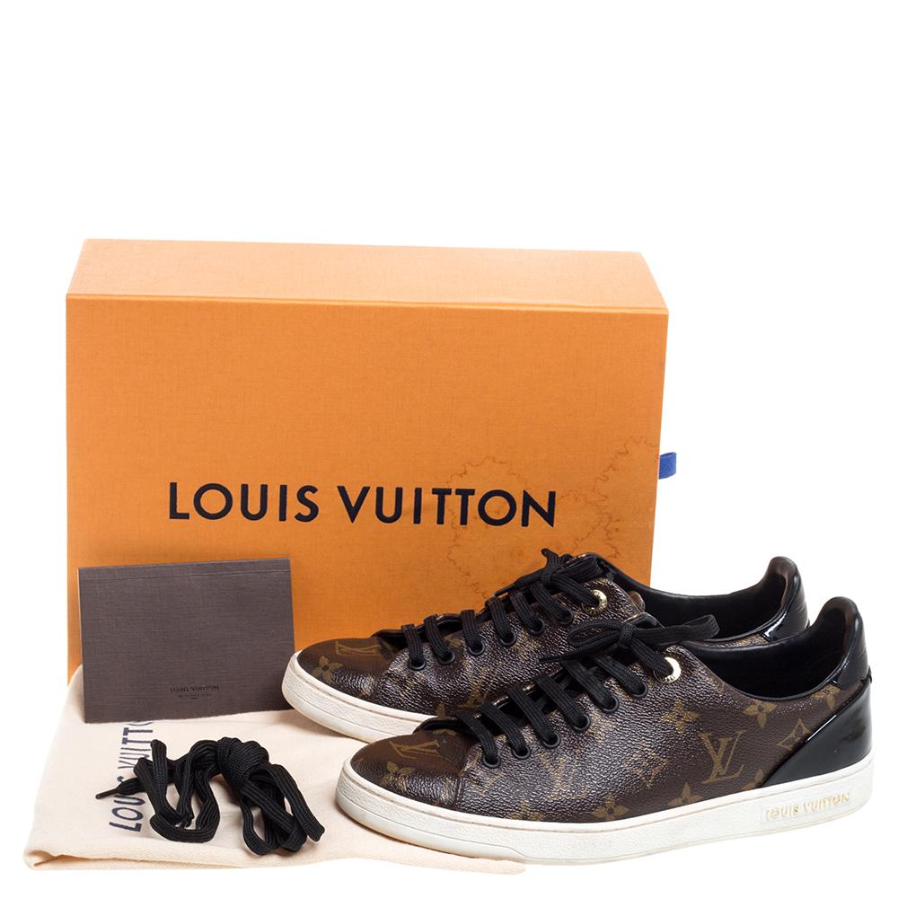Louis Vuitton Monogram Canvas and Black Patent Leather Frontrow Low Top Sneakers 2