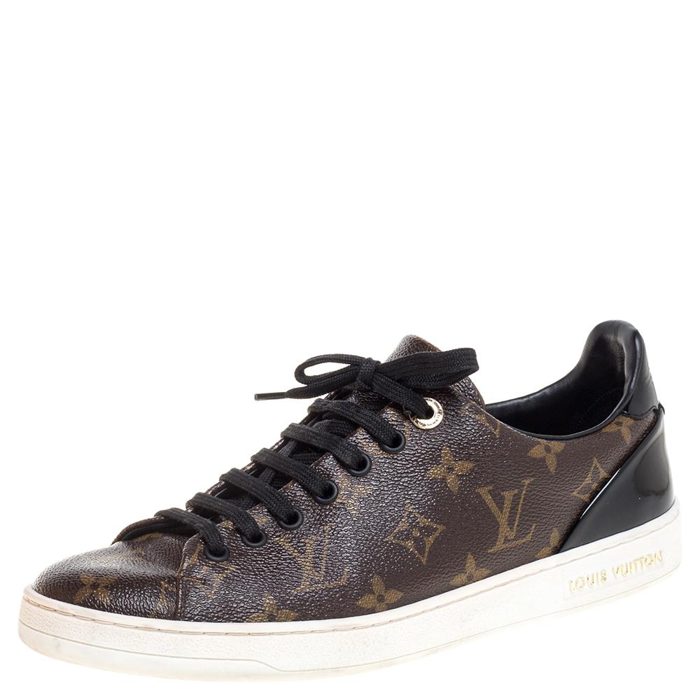 Louis Vuitton Monogram Canvas and Black Patent Leather Frontrow Low Top Sneakers 3